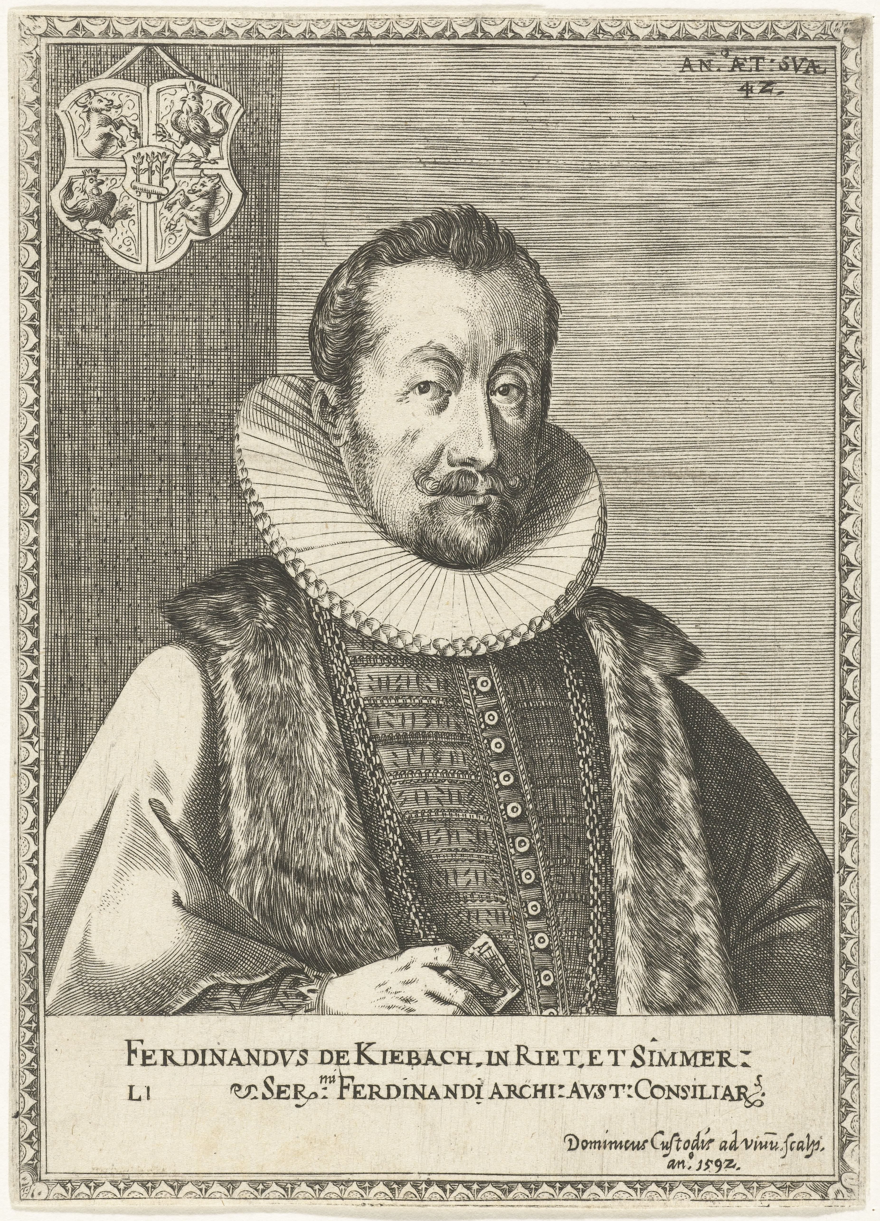 Portret van Ferdinand van Kiebach te Ried op 42-jarige leeftijd