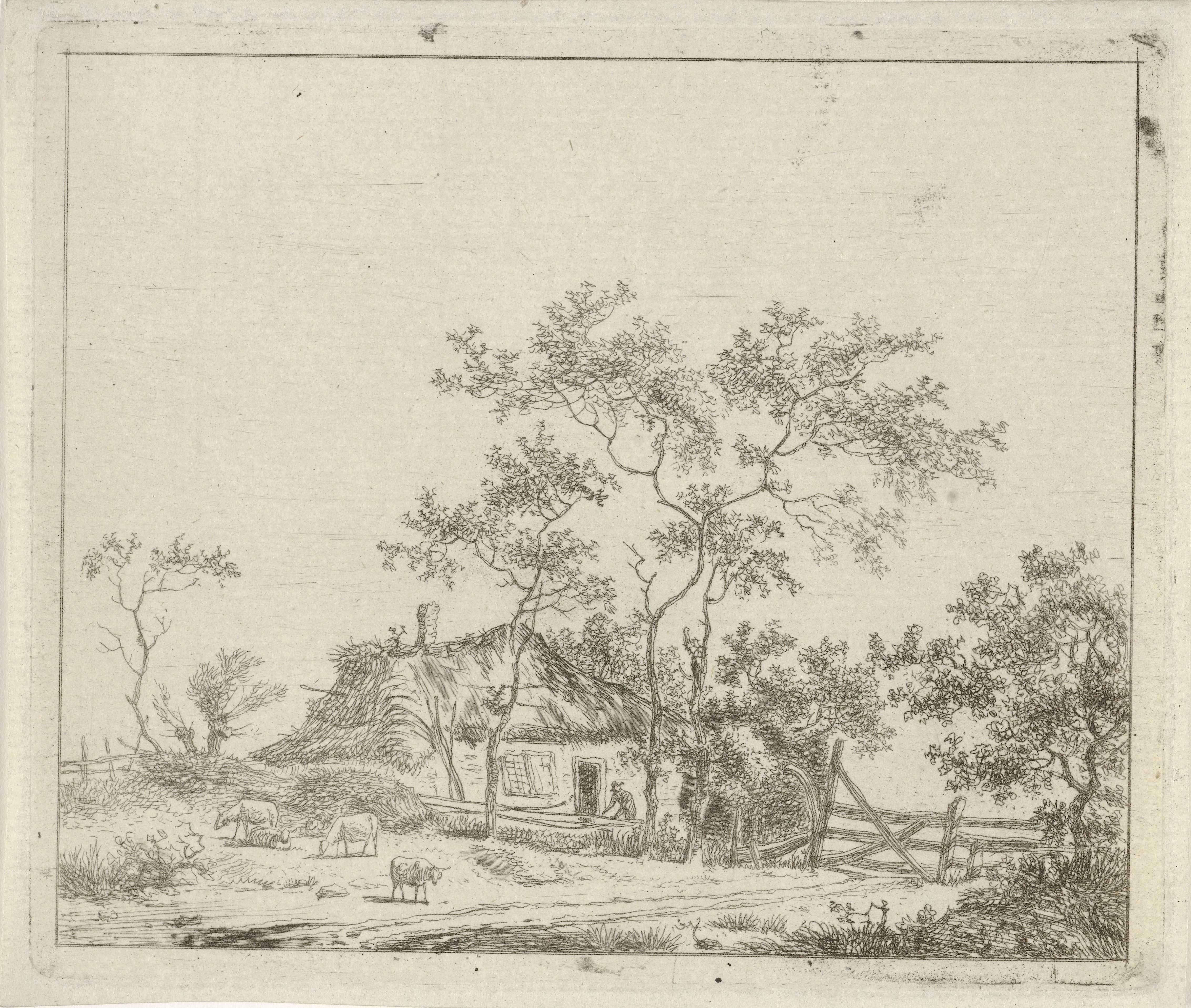 Boerderij met vier schapen