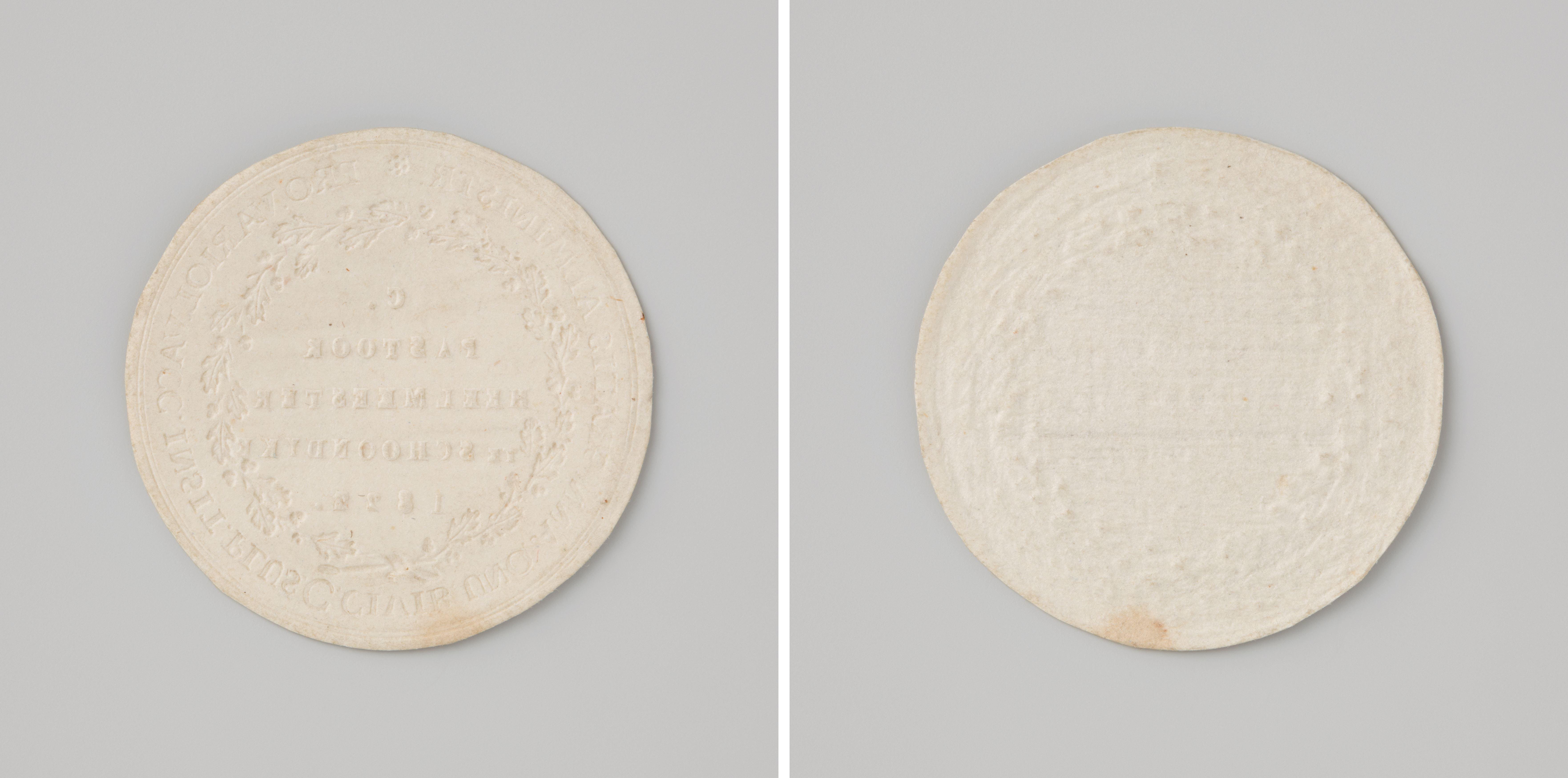 Koninklijke beloningspenning voor het toedienen van de meeste kosteloze koepok-vaccinaties, op naam van C. Pastoor 1822