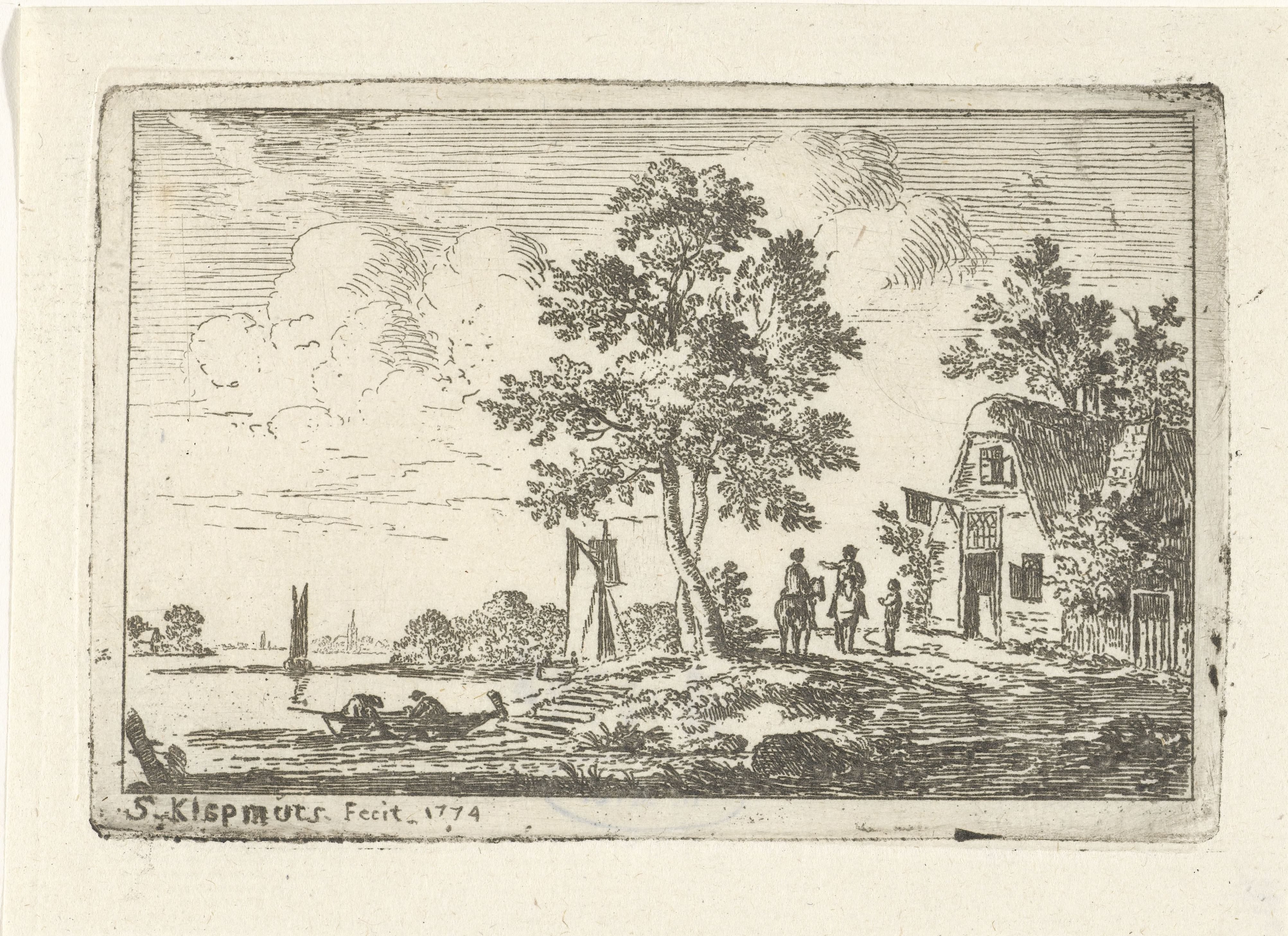Landschap met een herberg en een rivier