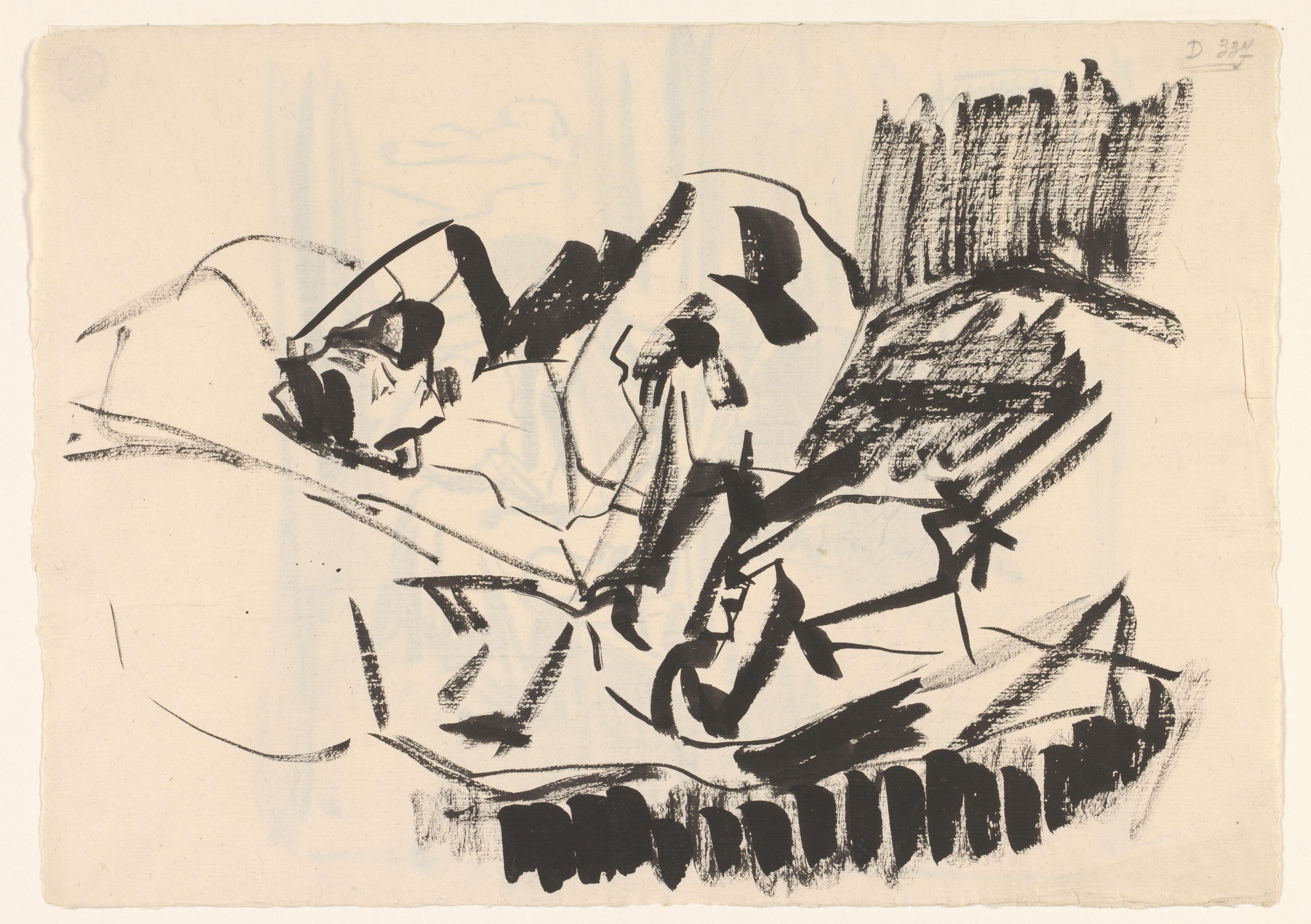 In bed liggende vrouw