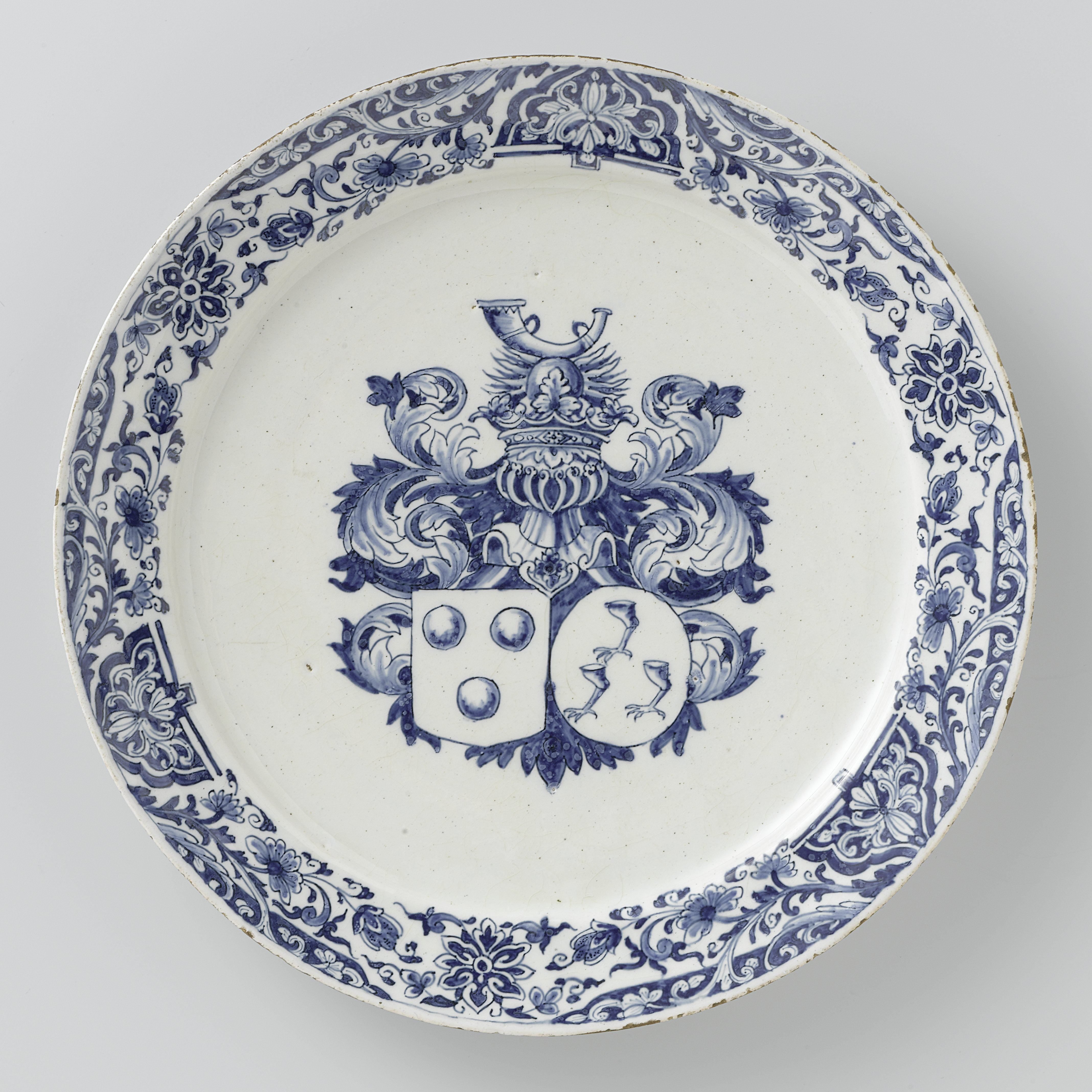 Bord met het alliantiewapen van Franc Evertsz van Bleiswijk en Anna van Hoogenhouck