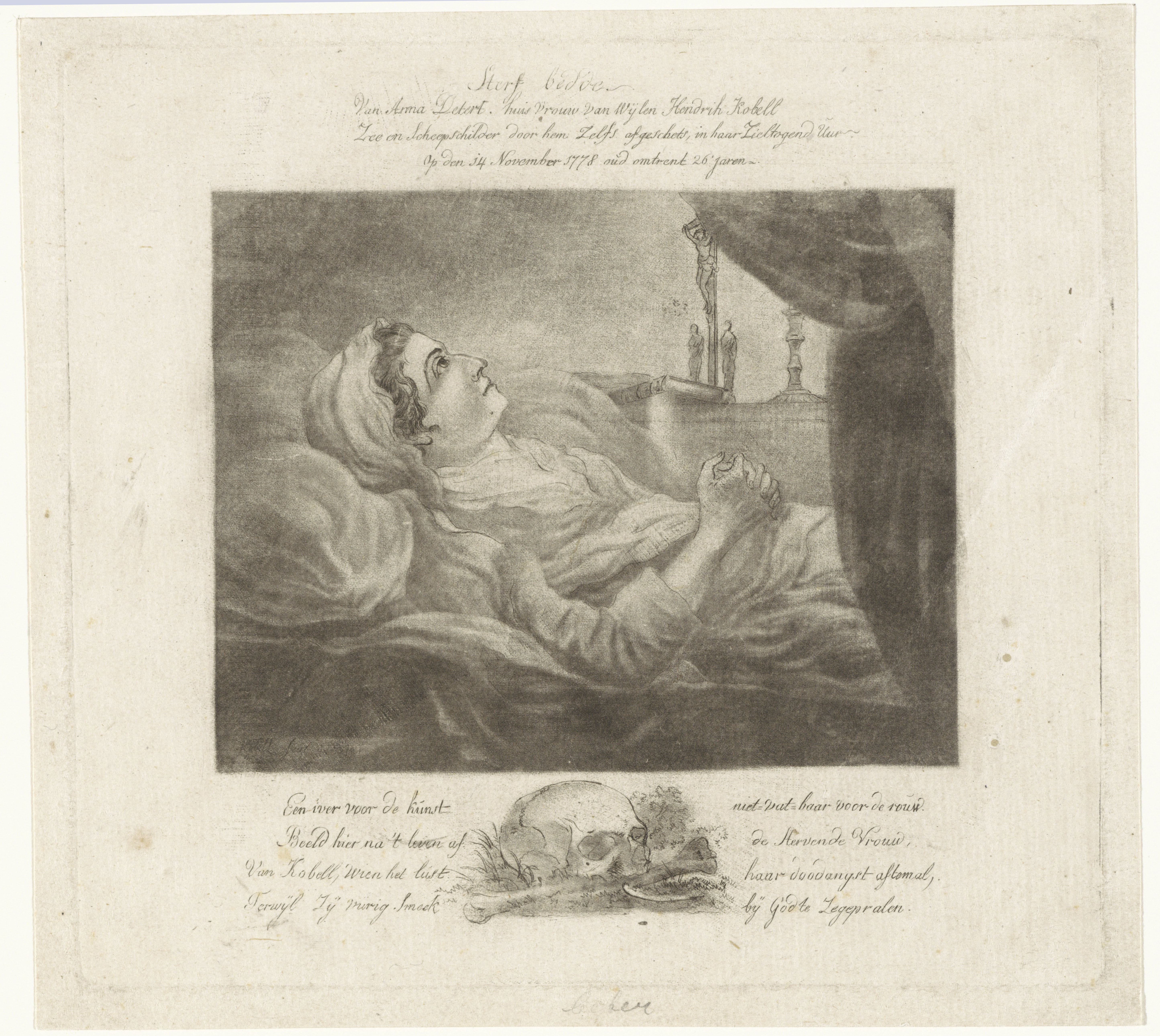 Sterfbed van Anna Detert, echtgenote van Hendrik Kobell