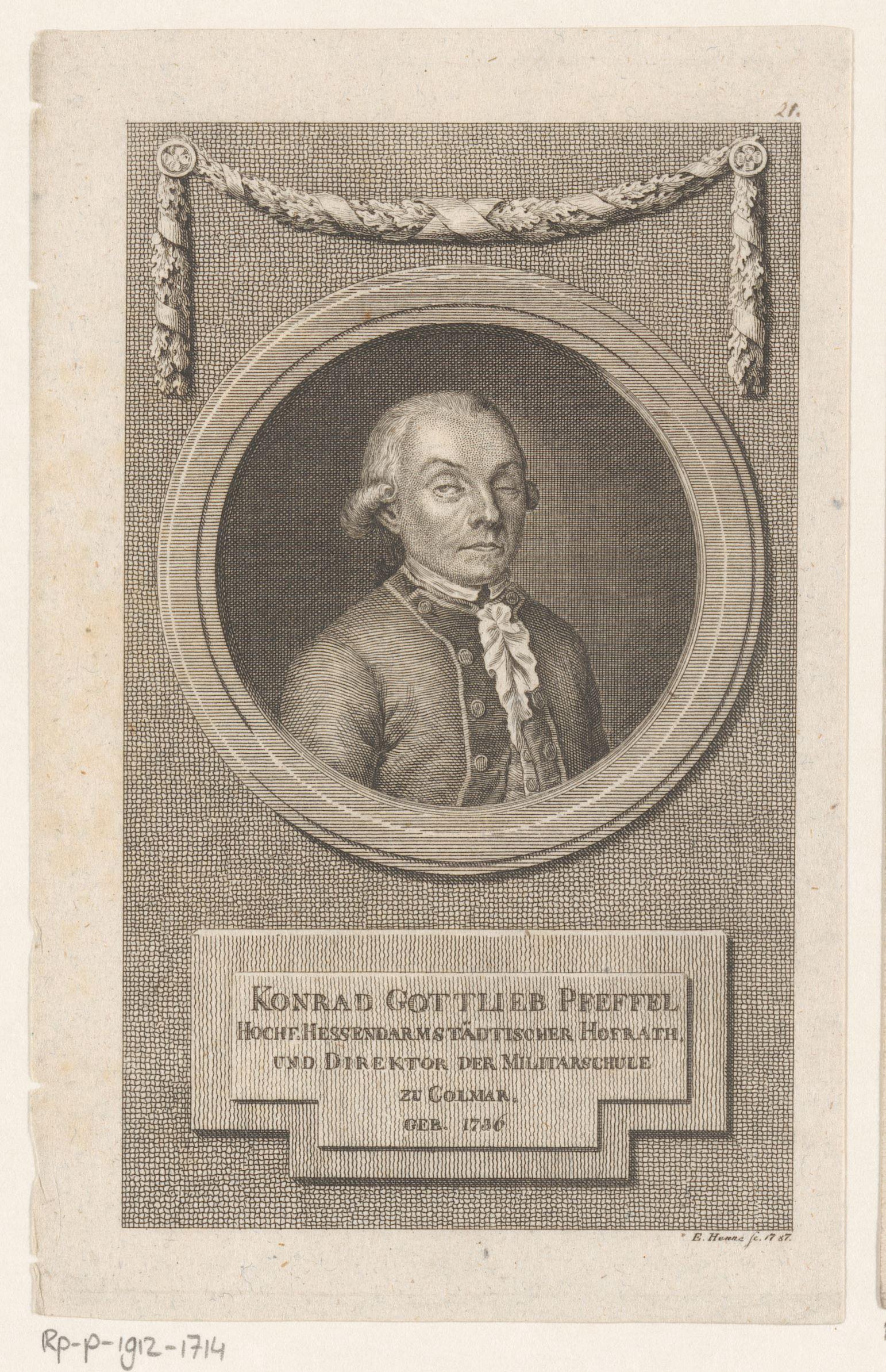 Portret van Gottlieb Conrad Pfeffel