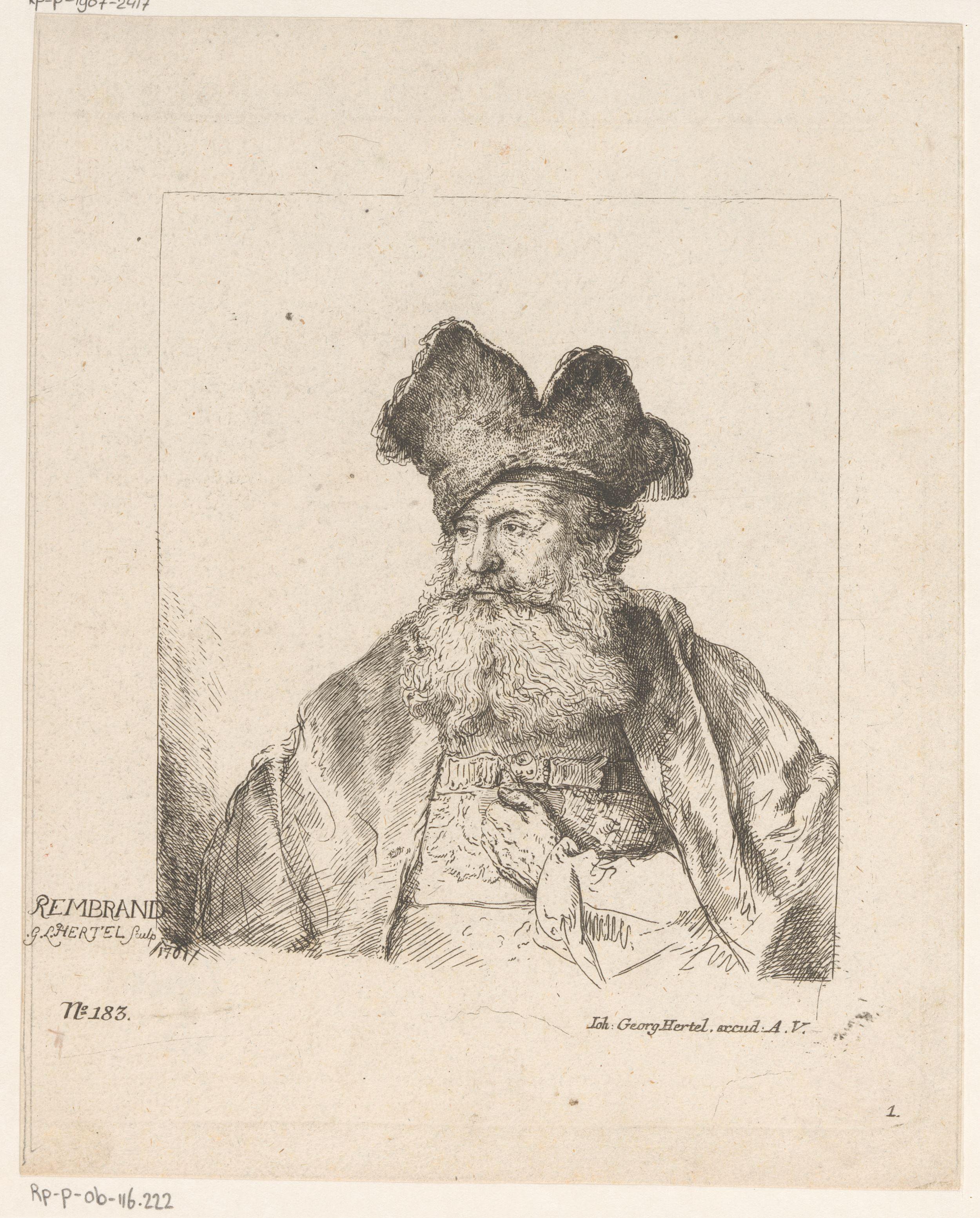 Oude man met baard en muts