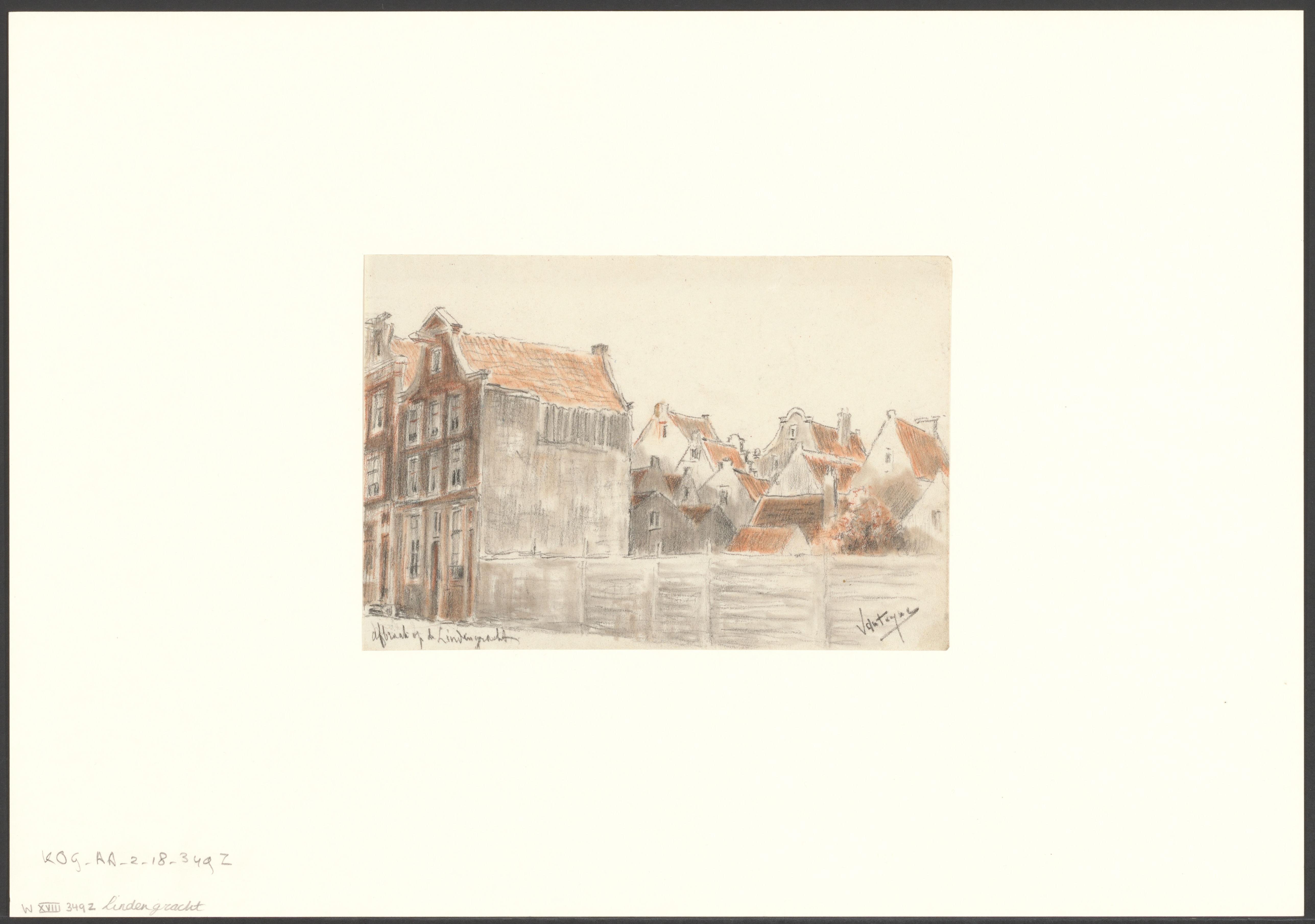 Gezicht op het afbreken van een gebouw aan de Lindengracht