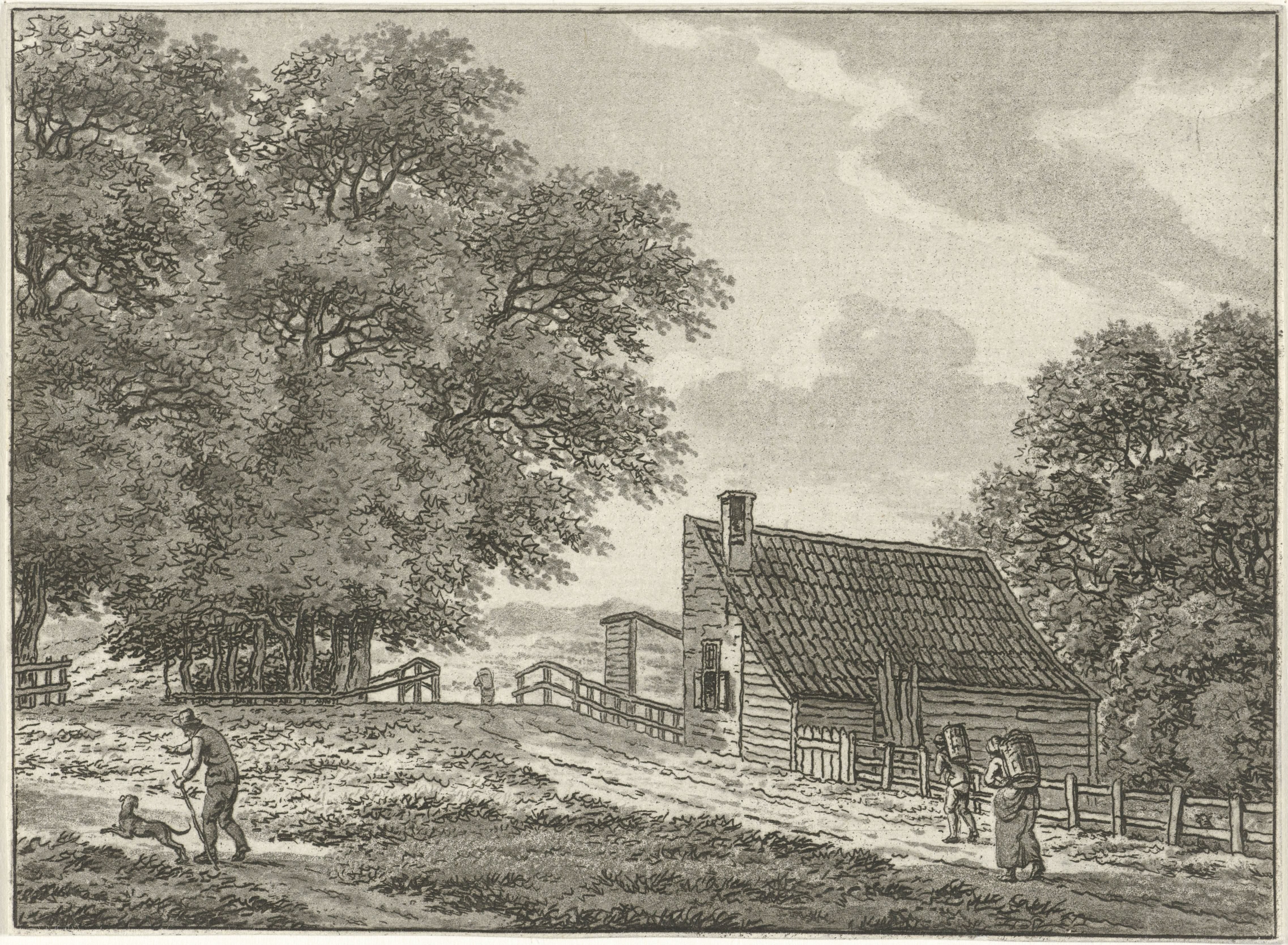 Landschap bij Overveen met wandelaars