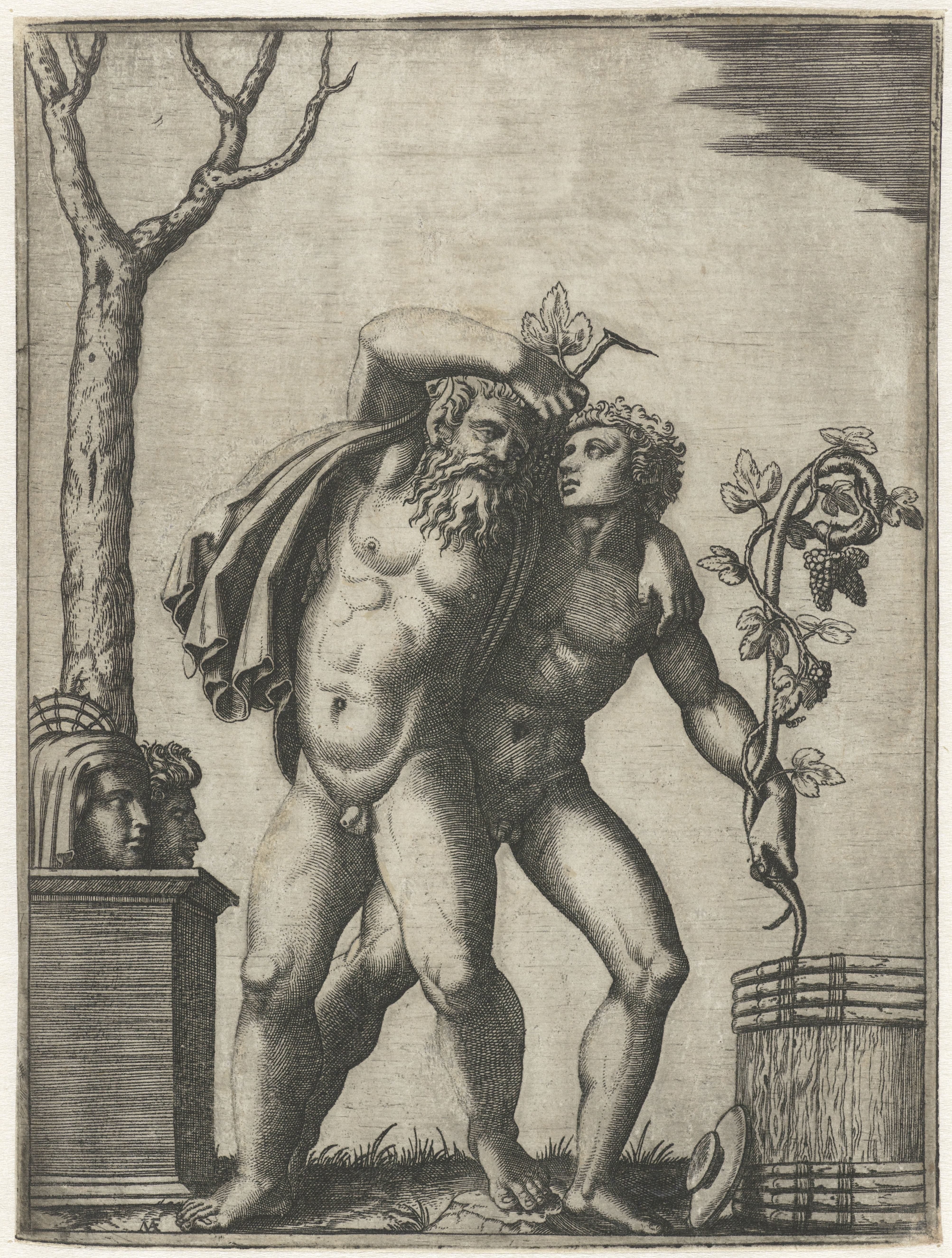Silenus ondersteund door een jonge bacchant