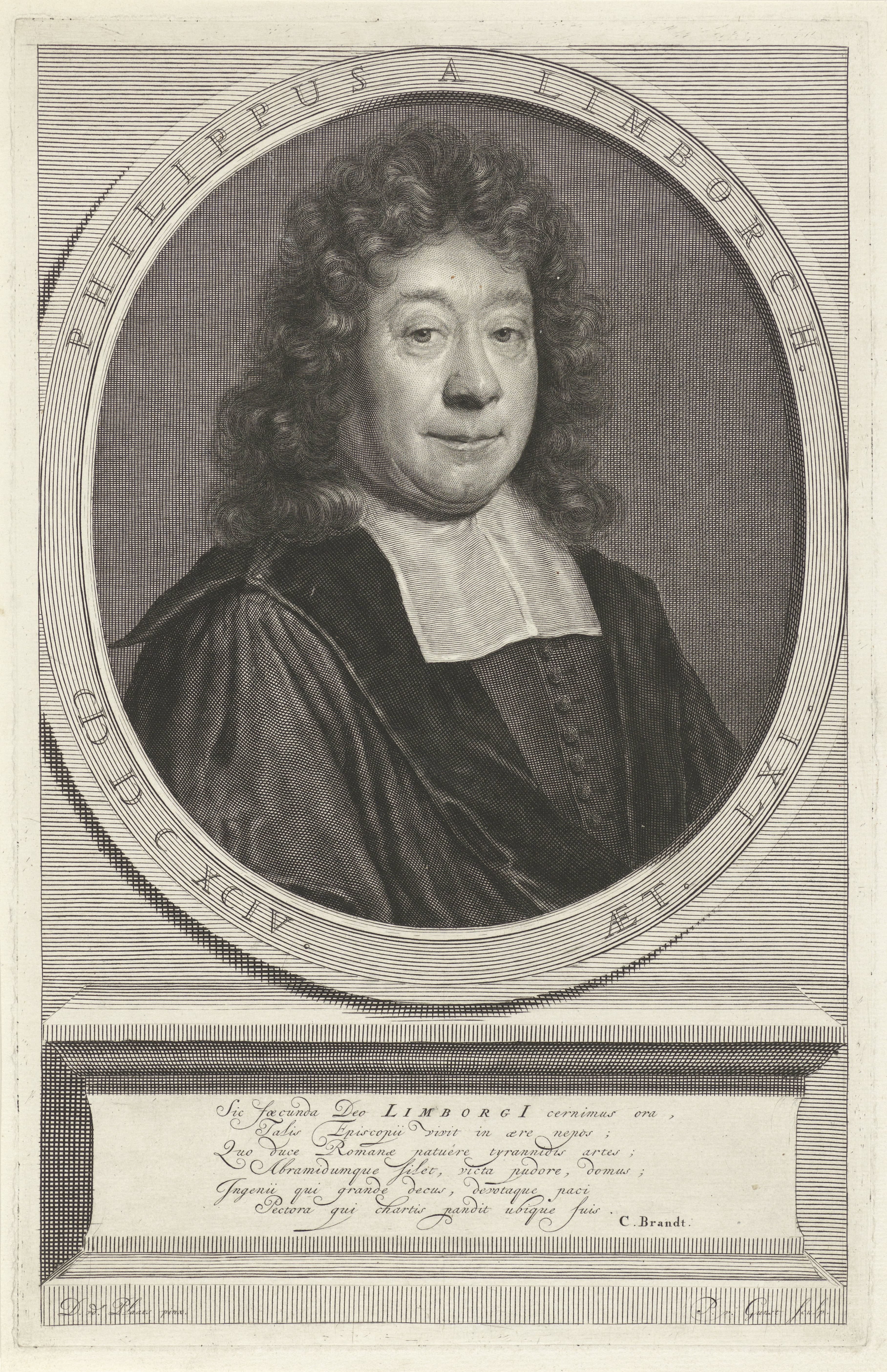Portret van Philippus van Limborch op 61-jarige leeftijd