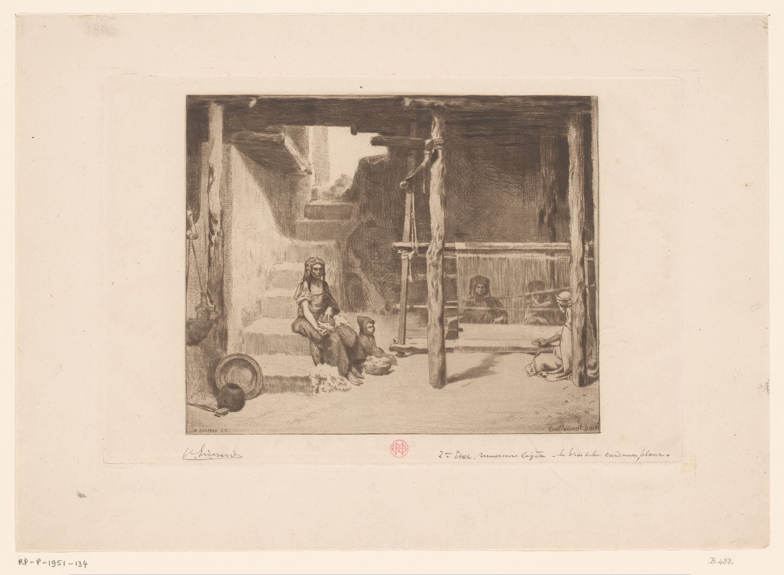Interieur van een weverij, mogelijk in Algerije