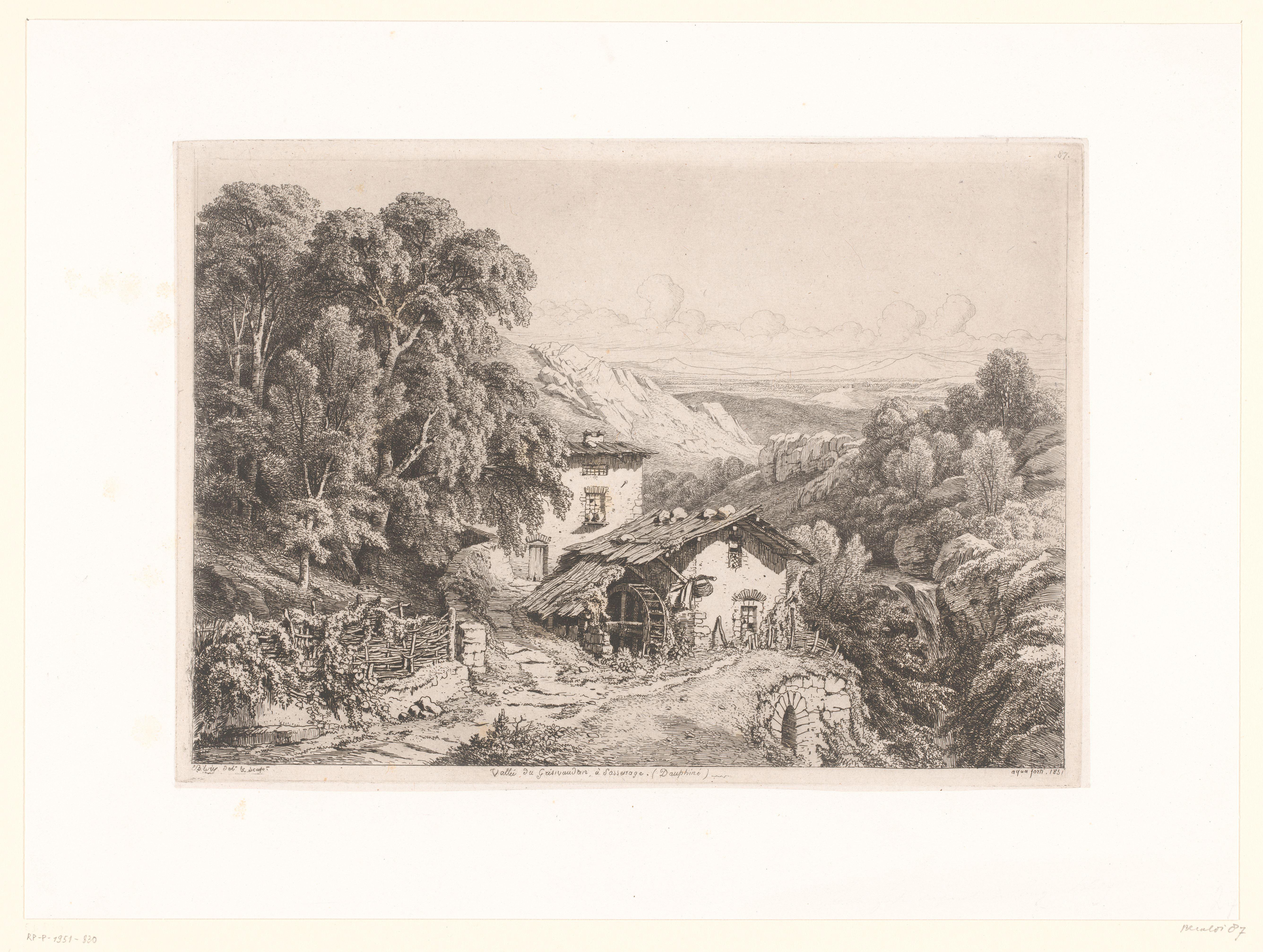 Berglandschap met oude molen
