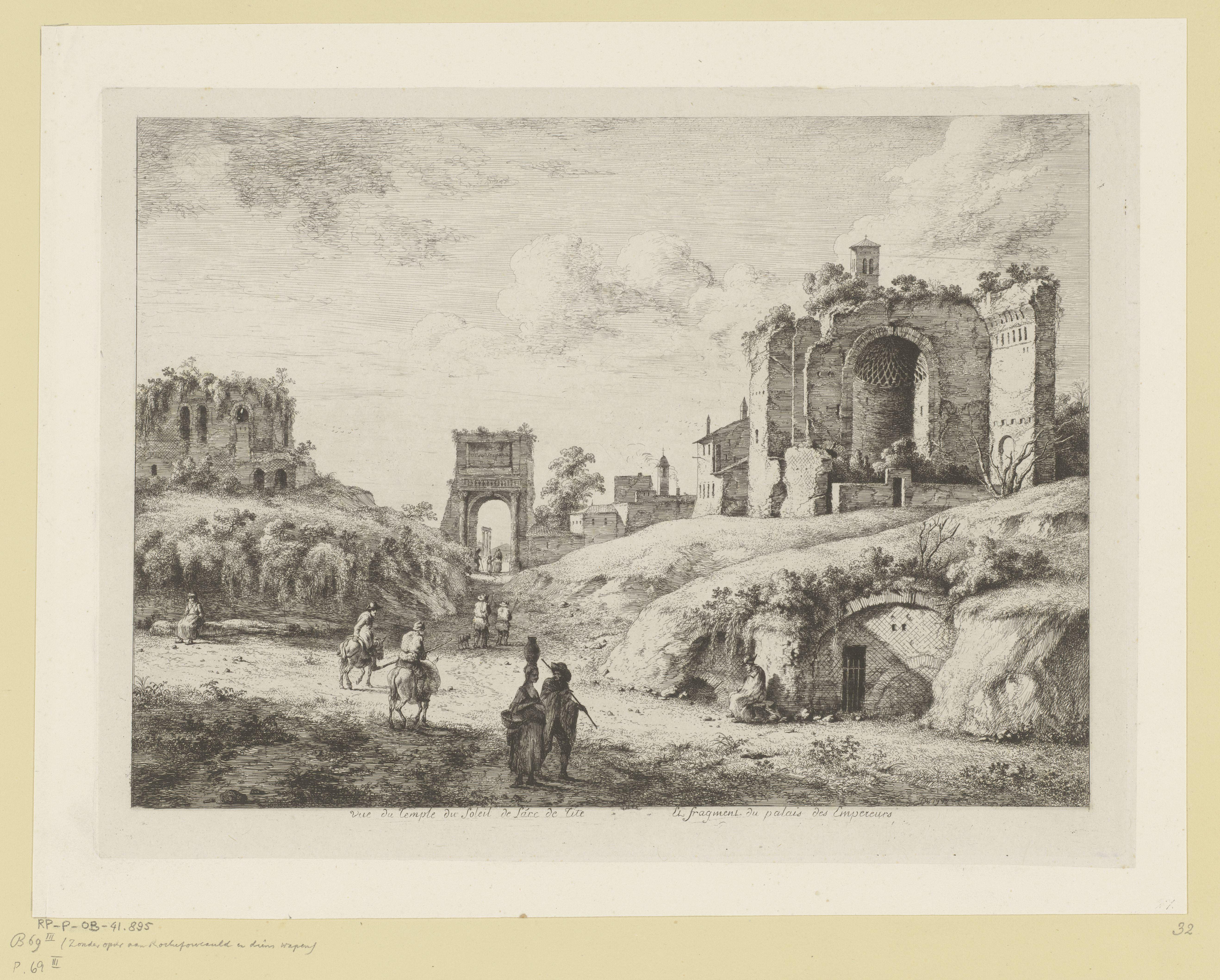 Gezicht op het Forum Romanum met de Boog van Titus en de Tempel van Venus en Roma
