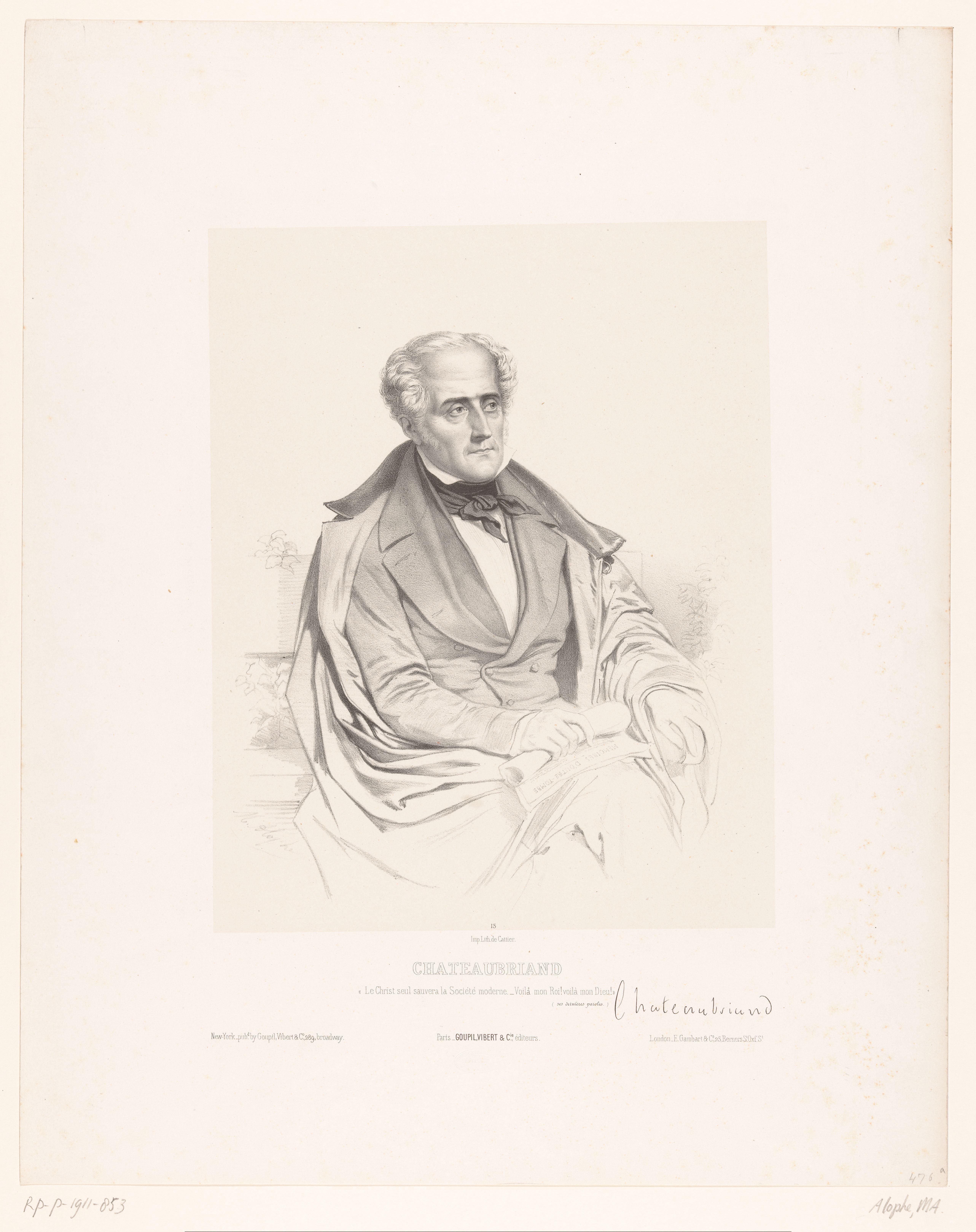Portret van de schrijver François René de Chateaubriand