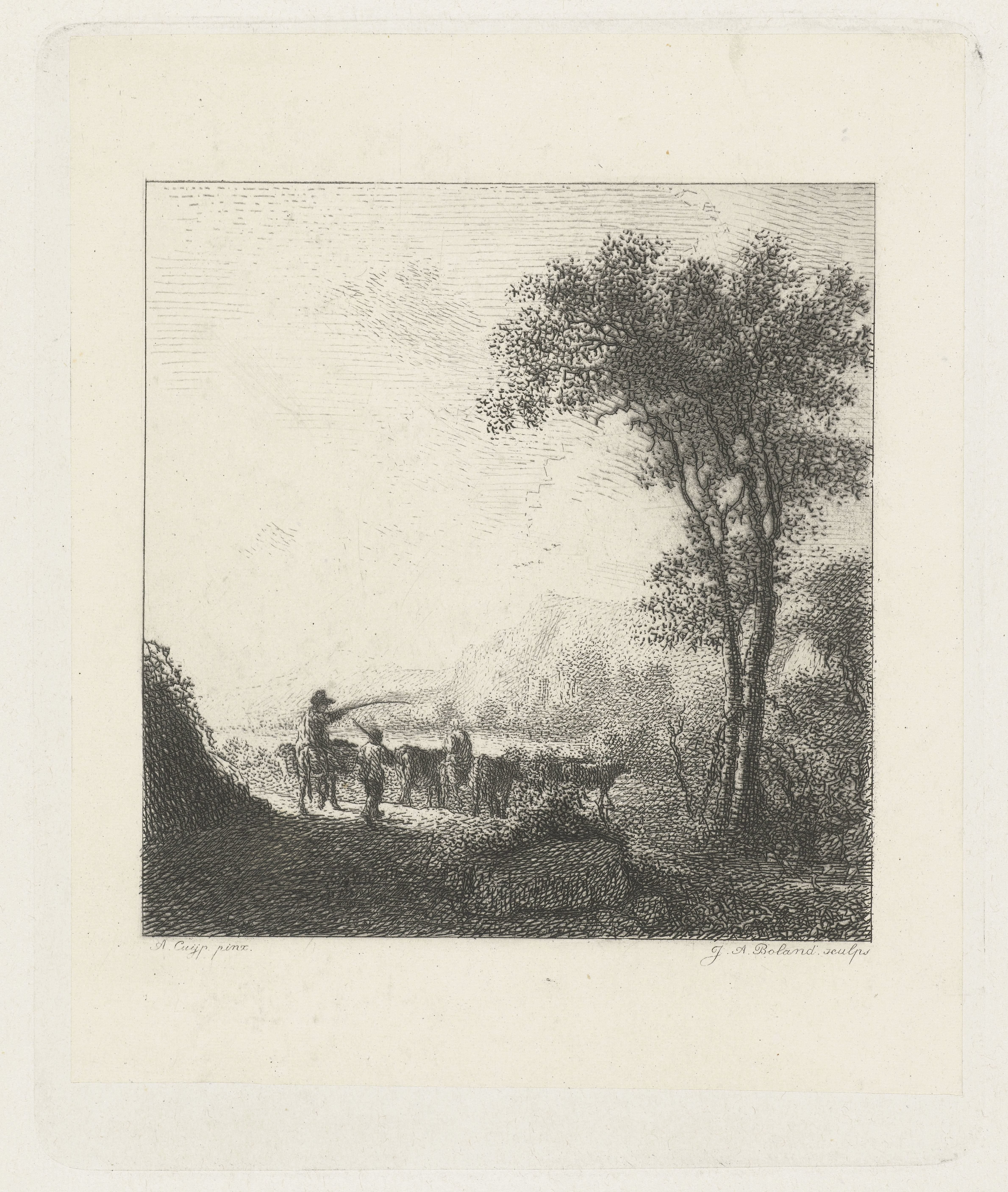 Landschap met herders en vee