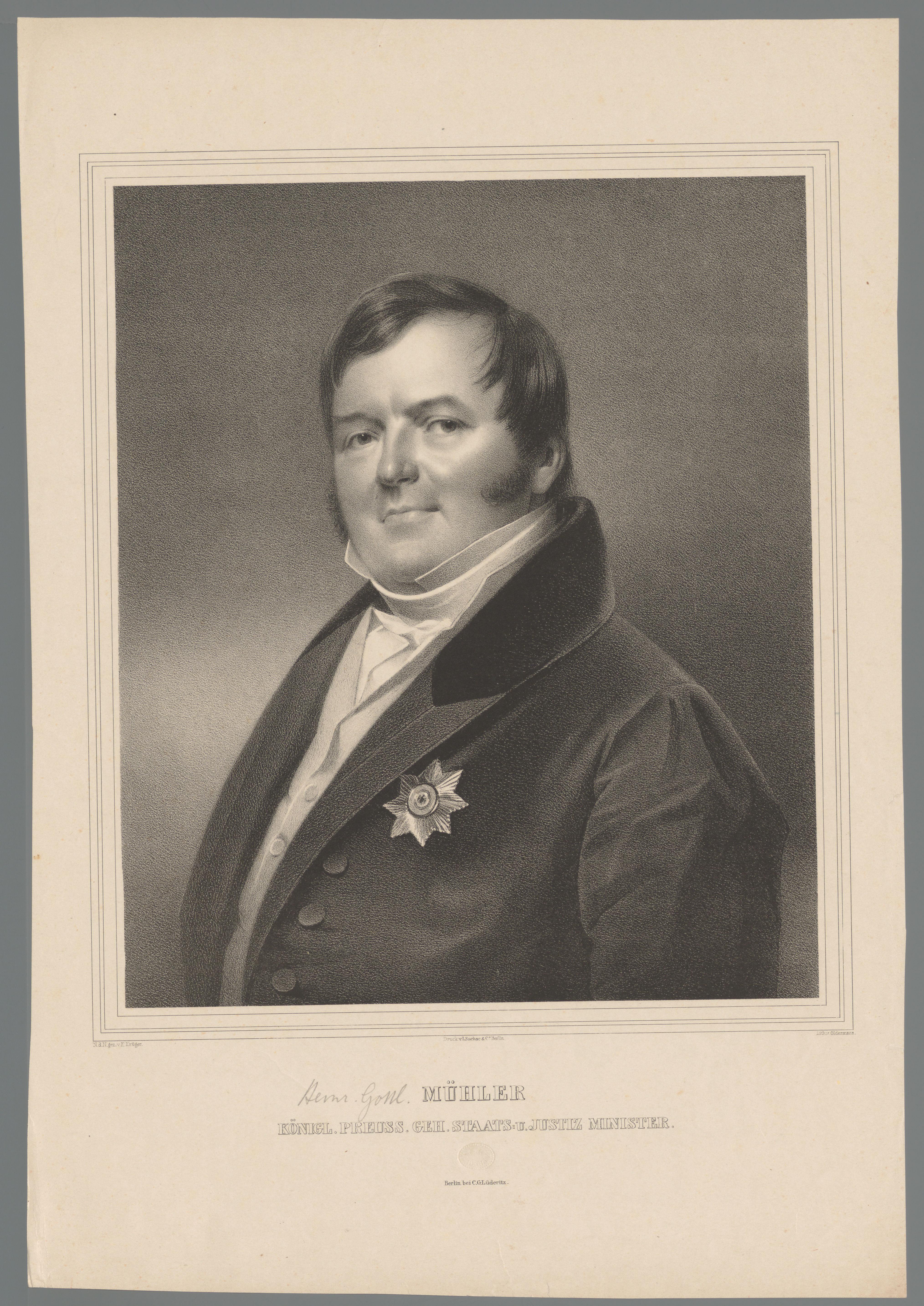 Portret van Heinrich Gottlob von Mühler