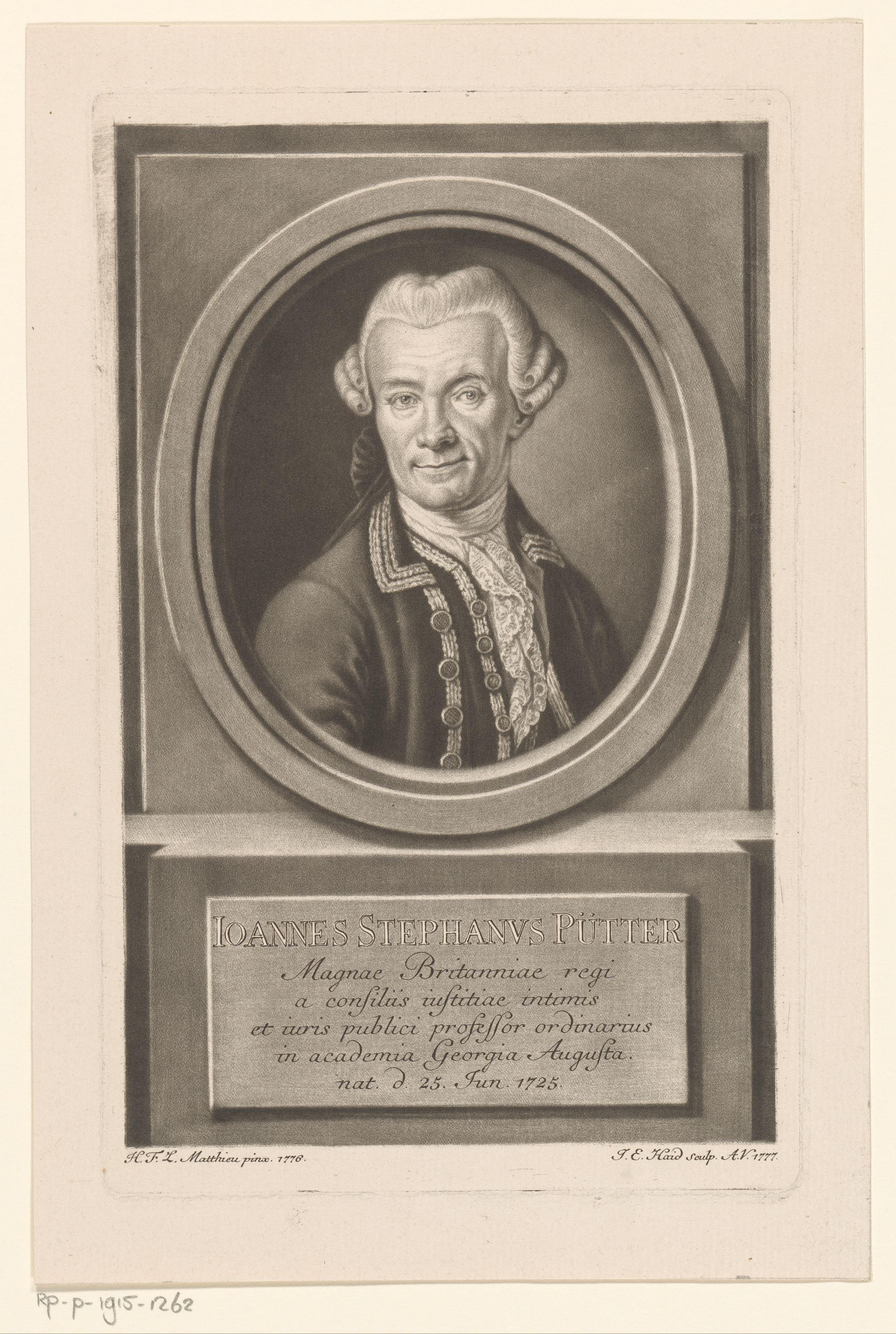 Portret van Johann Stephan Pütter op 51-jarige leeftijd