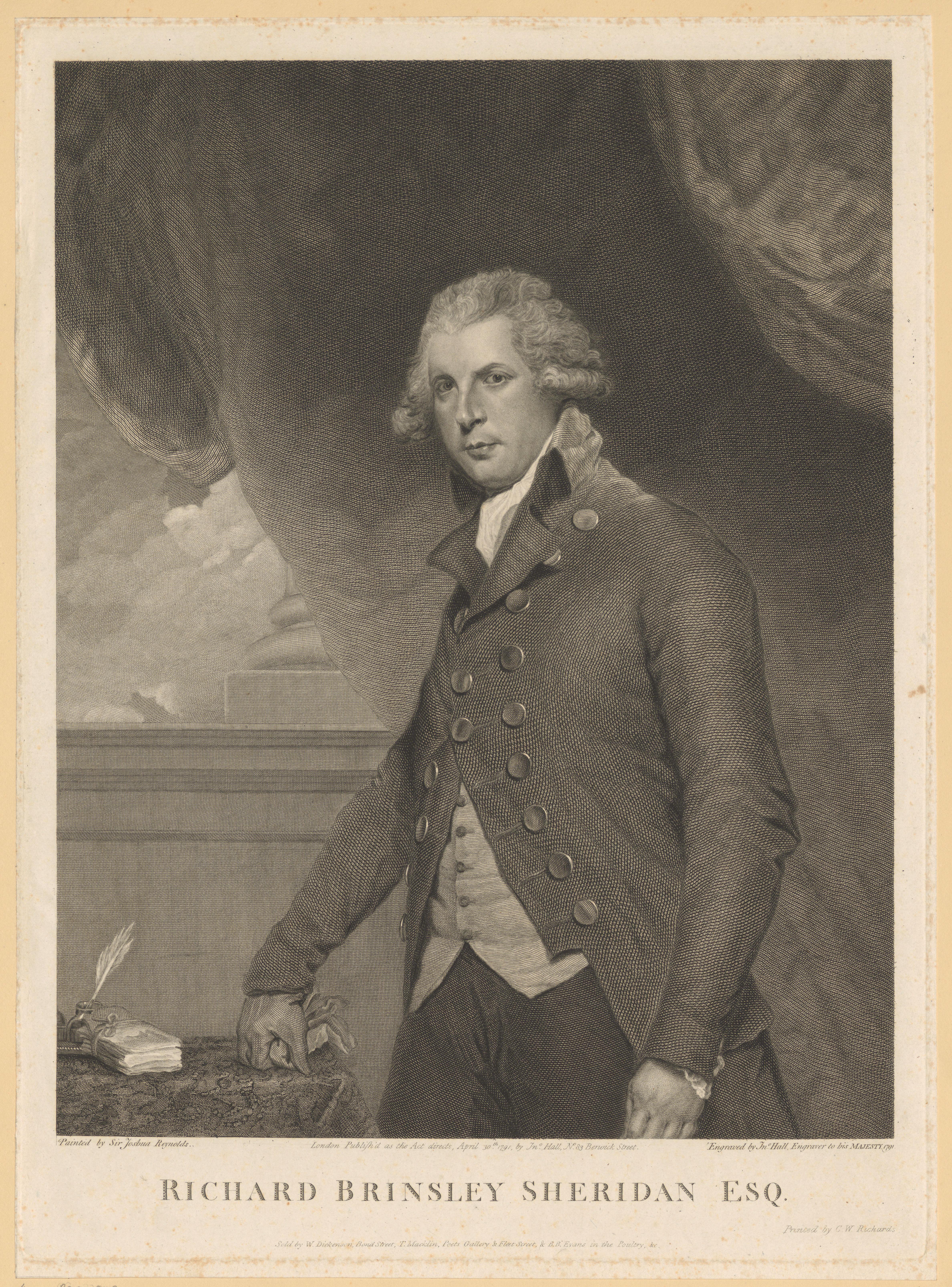 Portret van Richard Brinsley Sheridan