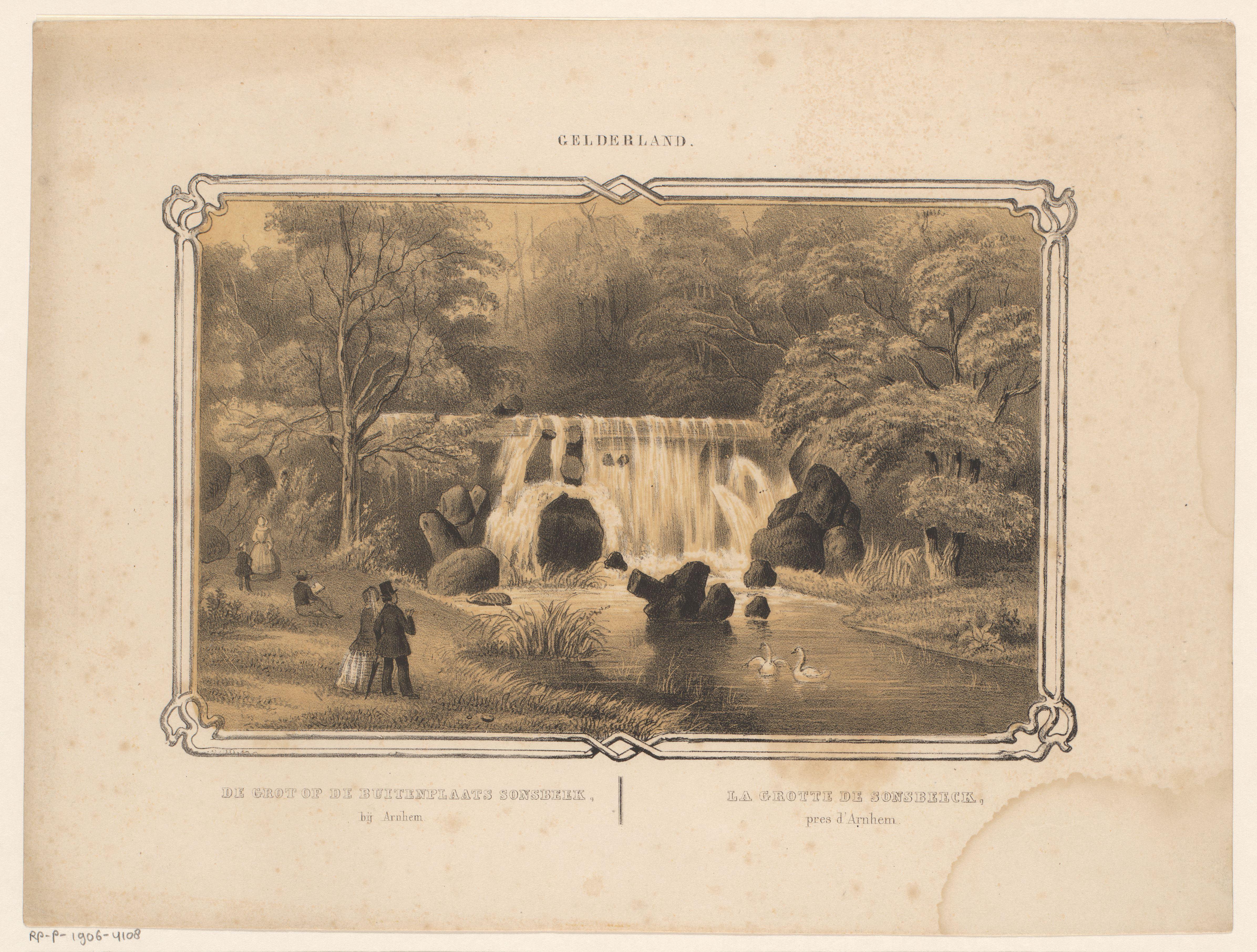Waterval en grot bij buitenplaats Sonsbeek