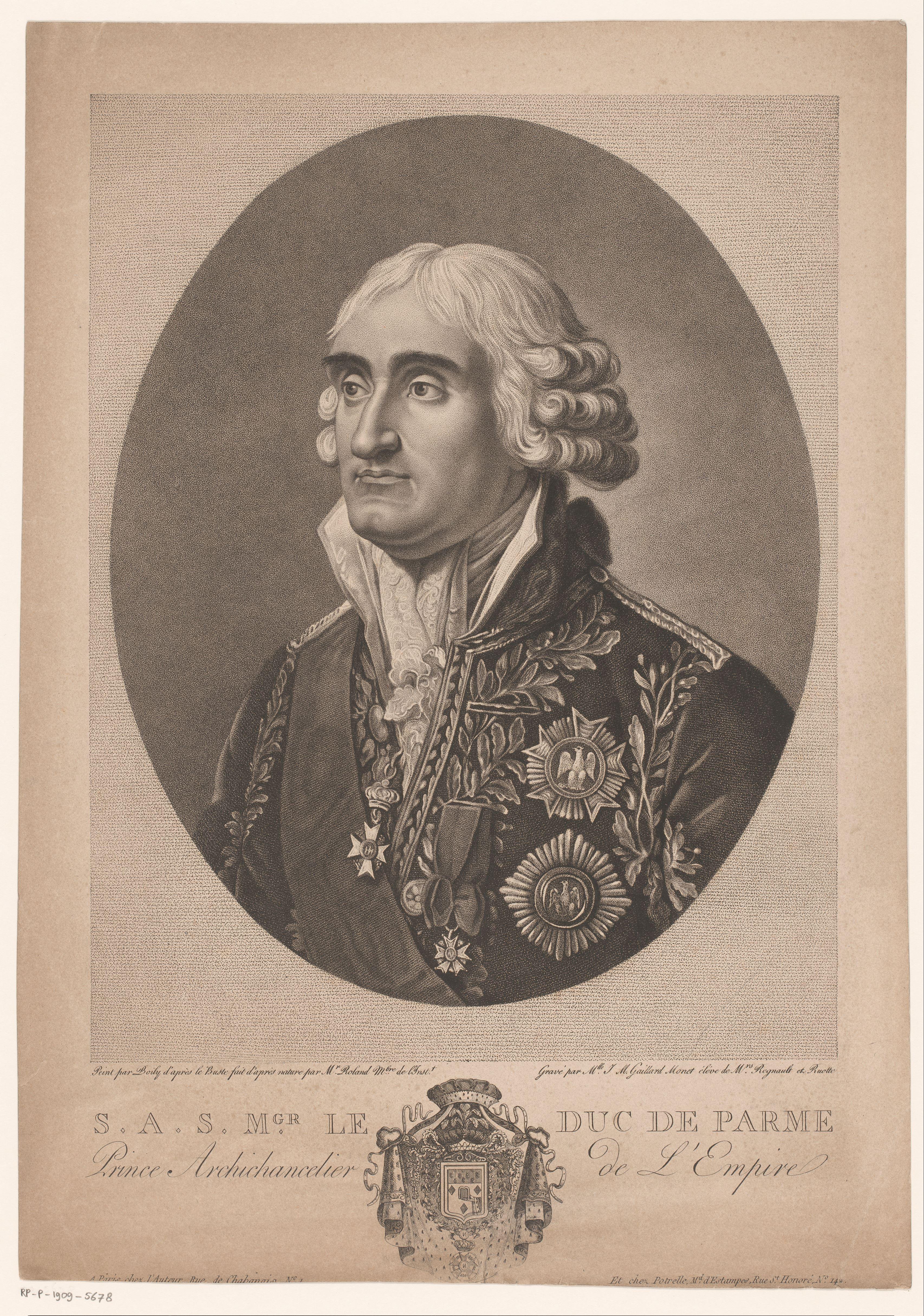 Portret van Jean-Jacques Régis de Cambacérès, hertog van Parma
