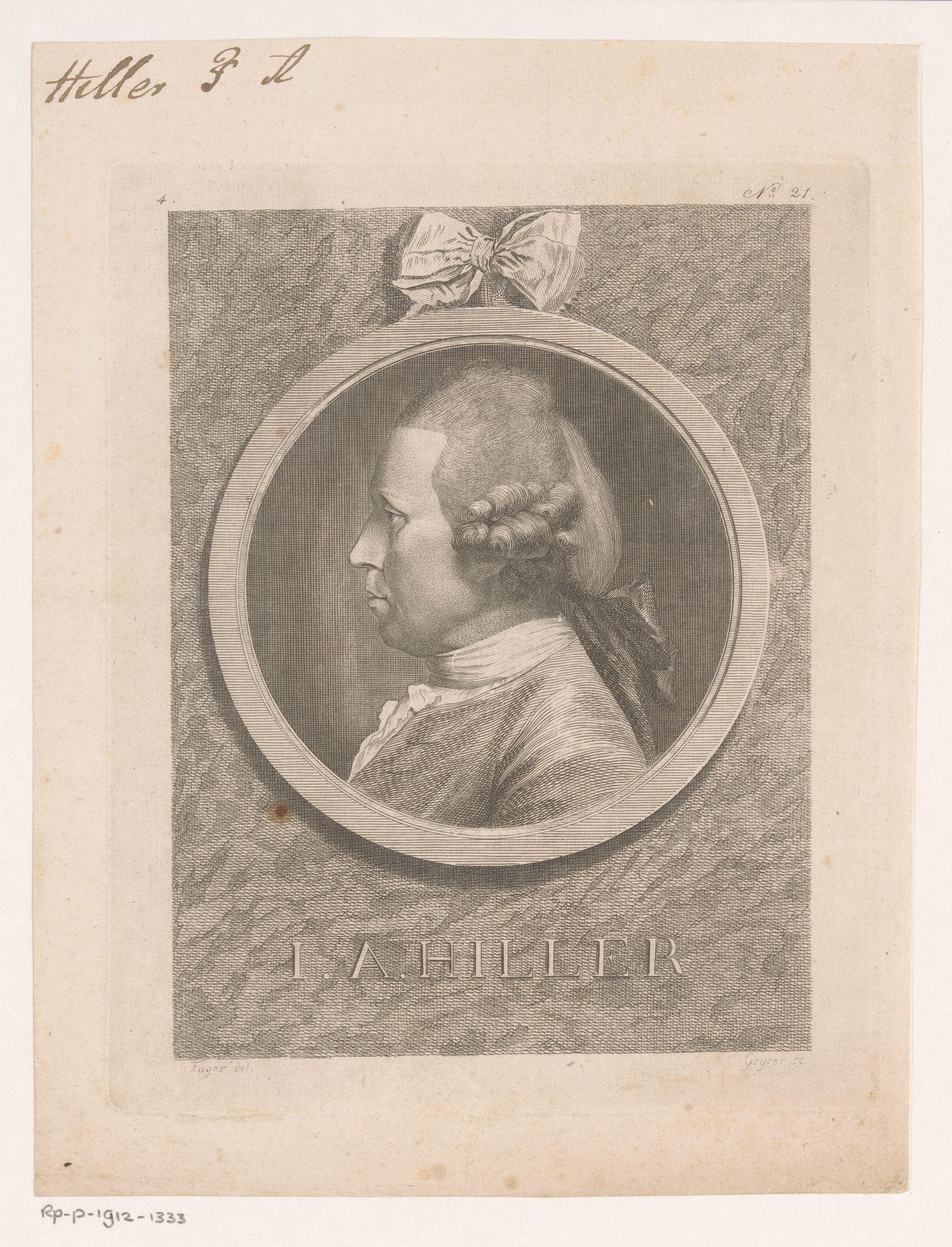 Portret van Johann Adam Hiller