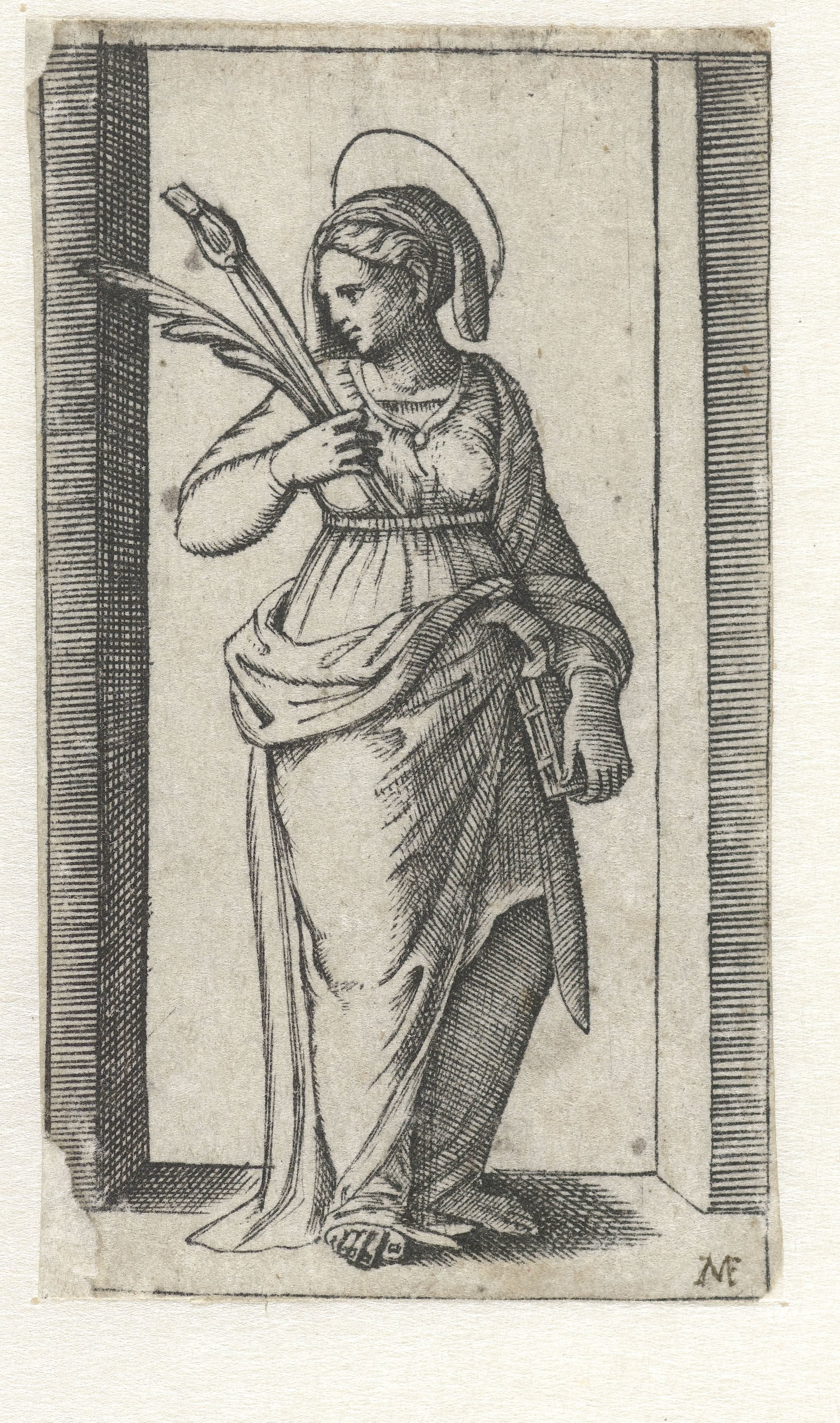 Heilige Apollonia met nijptang met tand