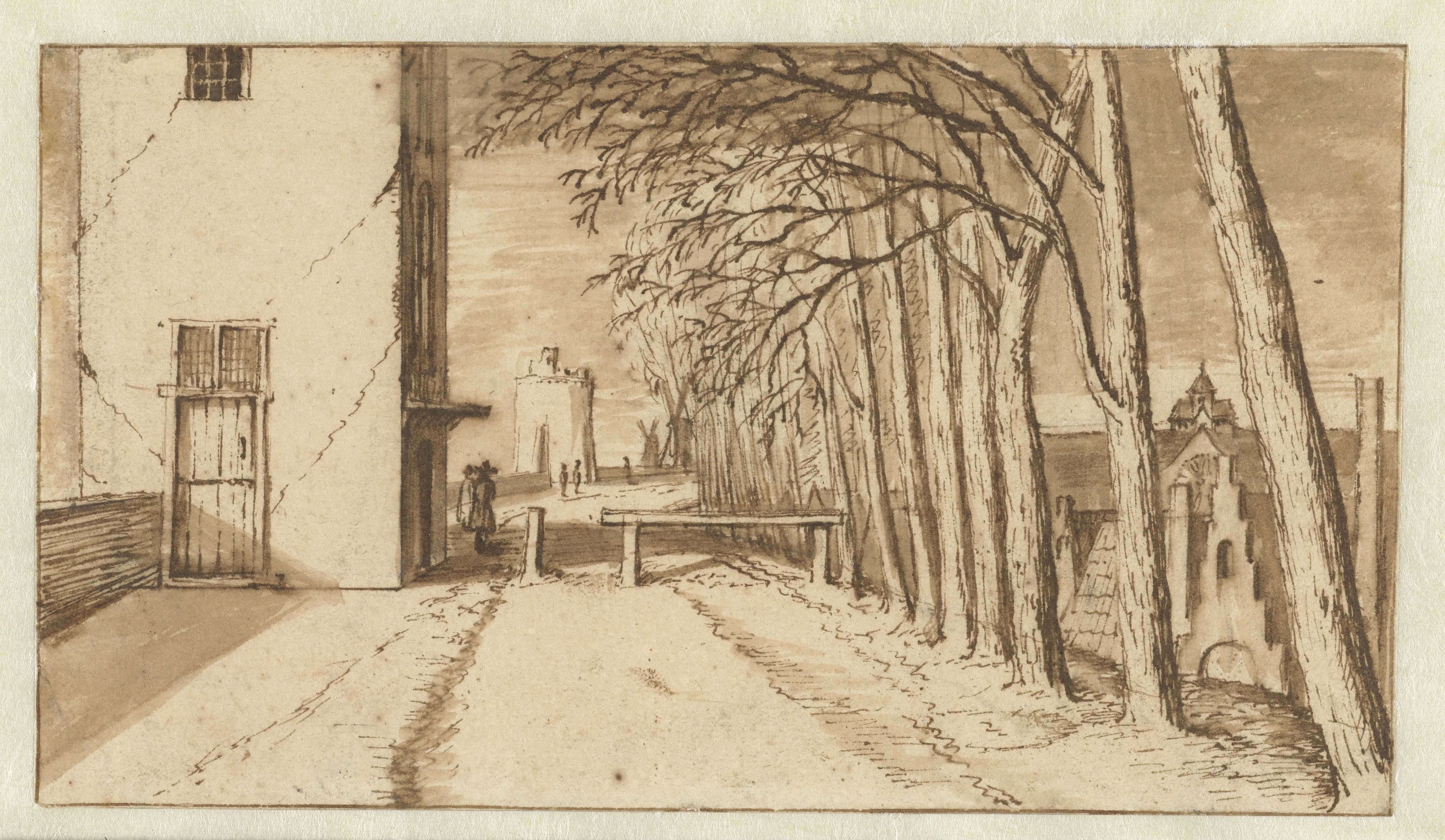 View along the City Wall of Utrecht, from the South, with the Smeetoren (‘Blacksmiths’ Tower’) on the Left and the Mariakerk in the Distance on the Right