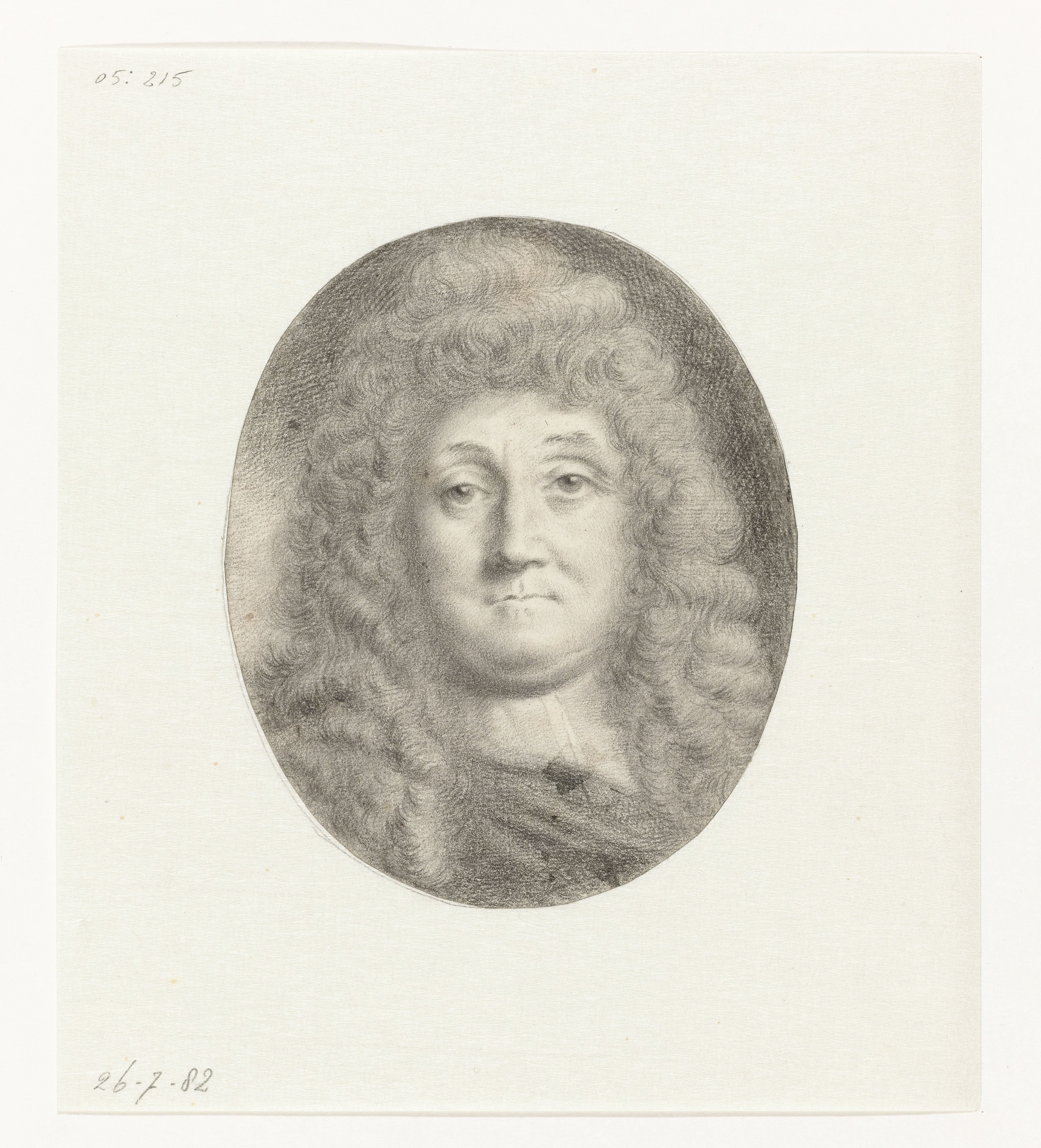 Zelfportret van Ludolf Bakhuysen, borstbeeld, nagenoeg en face