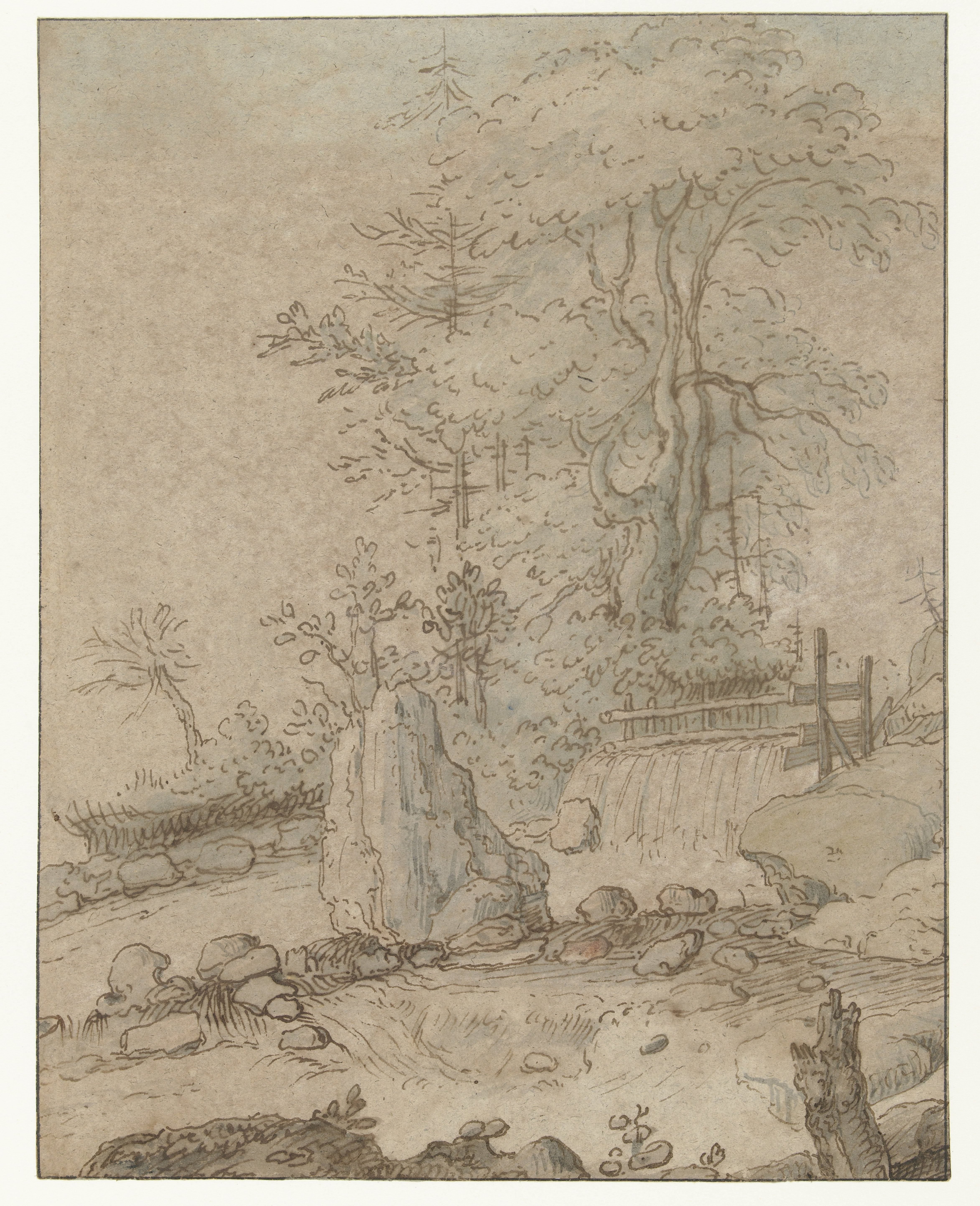 Rotsachtig landschap met waterval