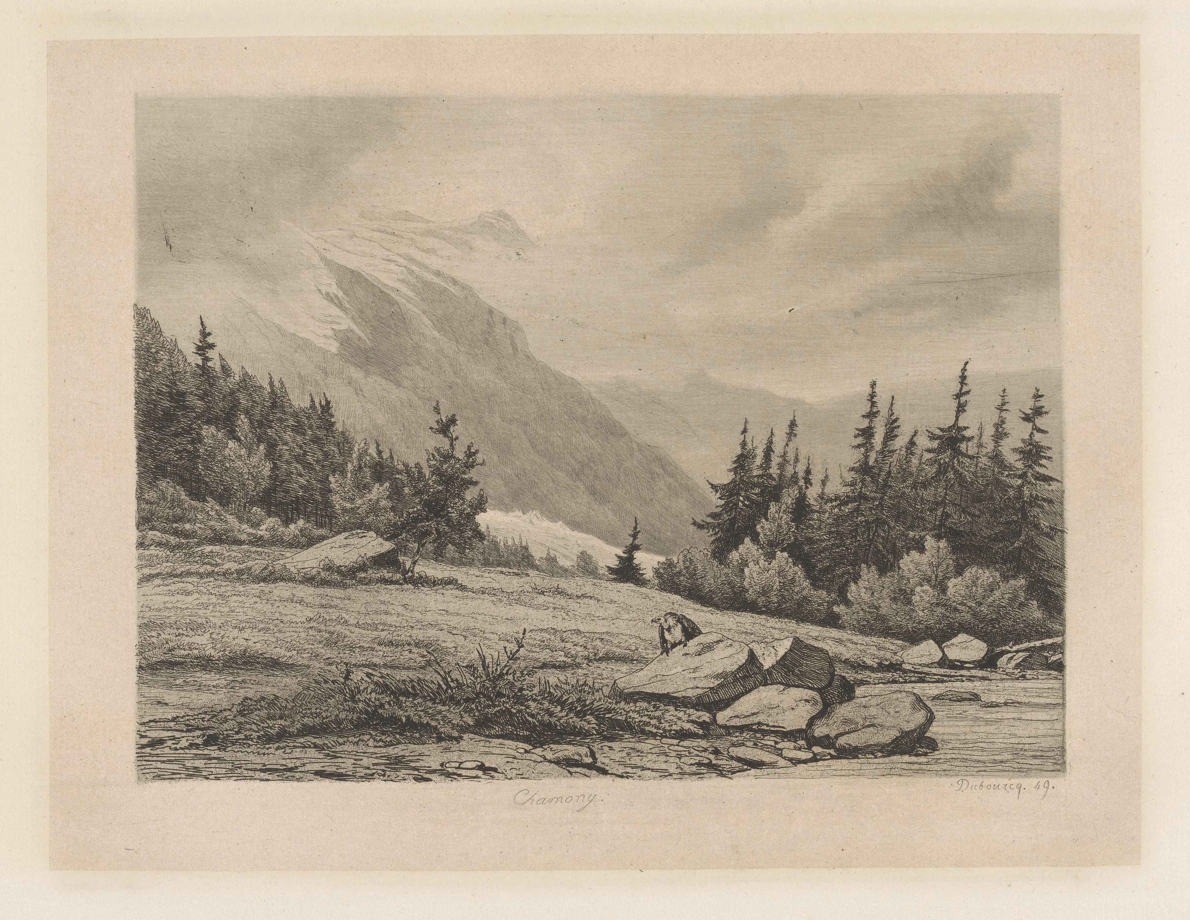 Gezicht op een besneeuwde bergtop in Chamonix