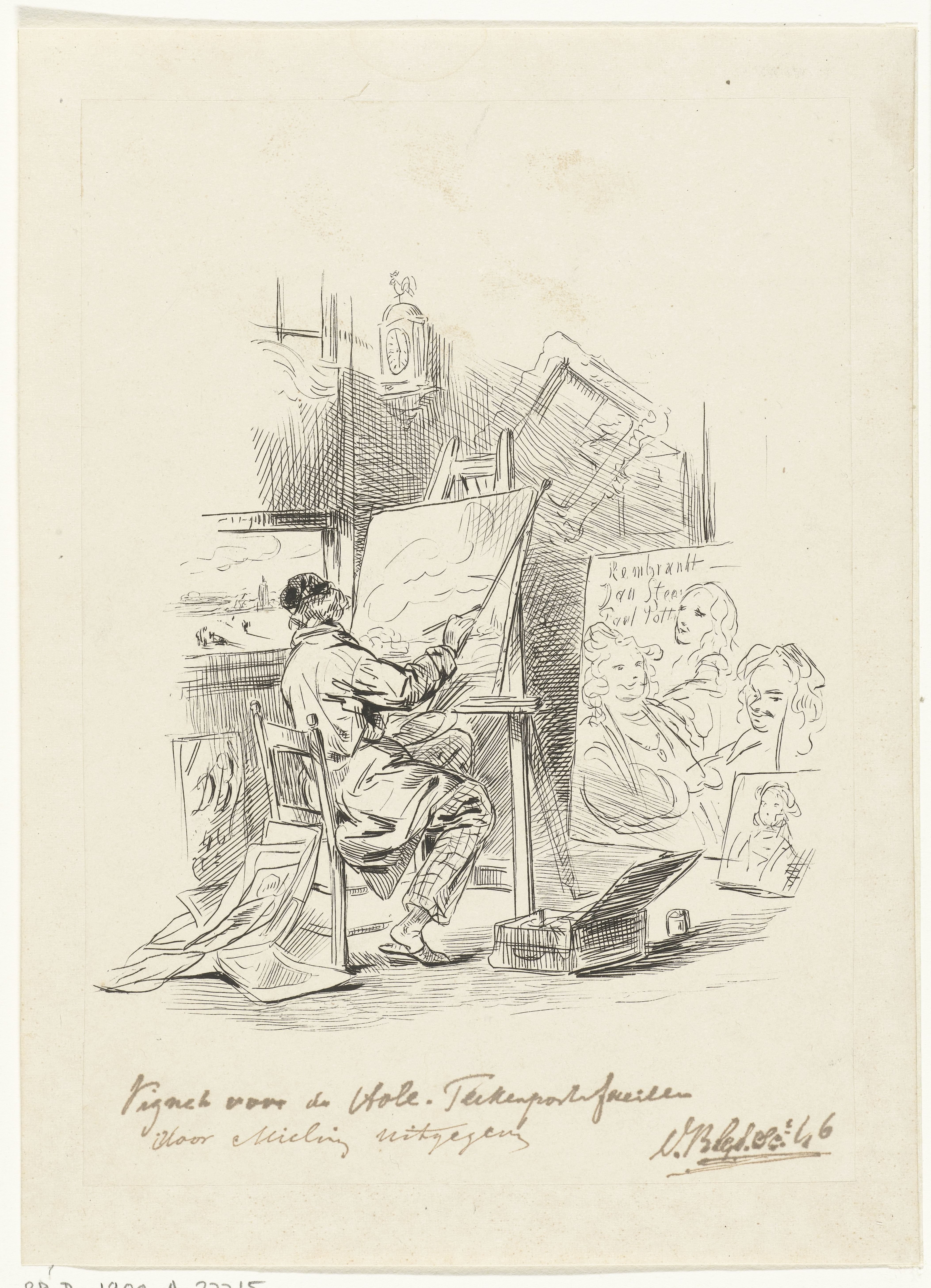 Een schilder in zijn atelier