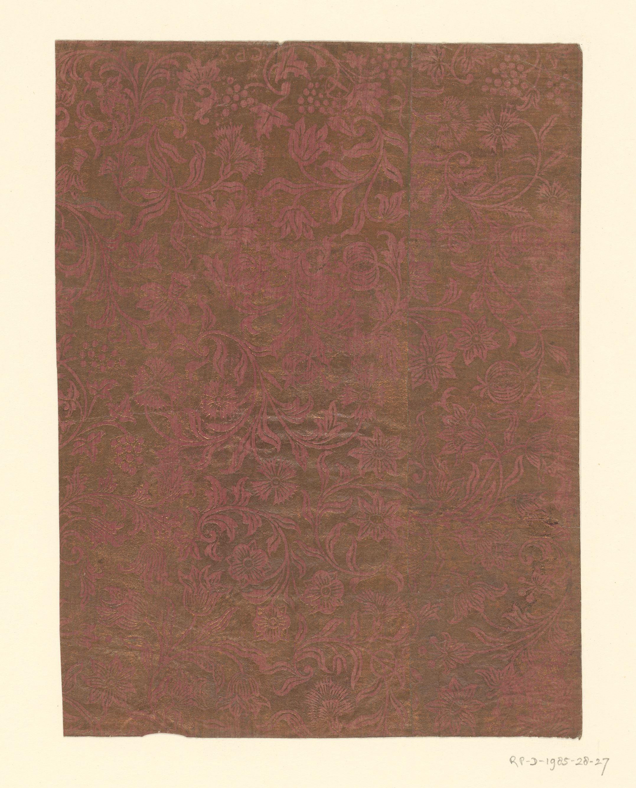 Blad met ranken met bloemen met vruchten