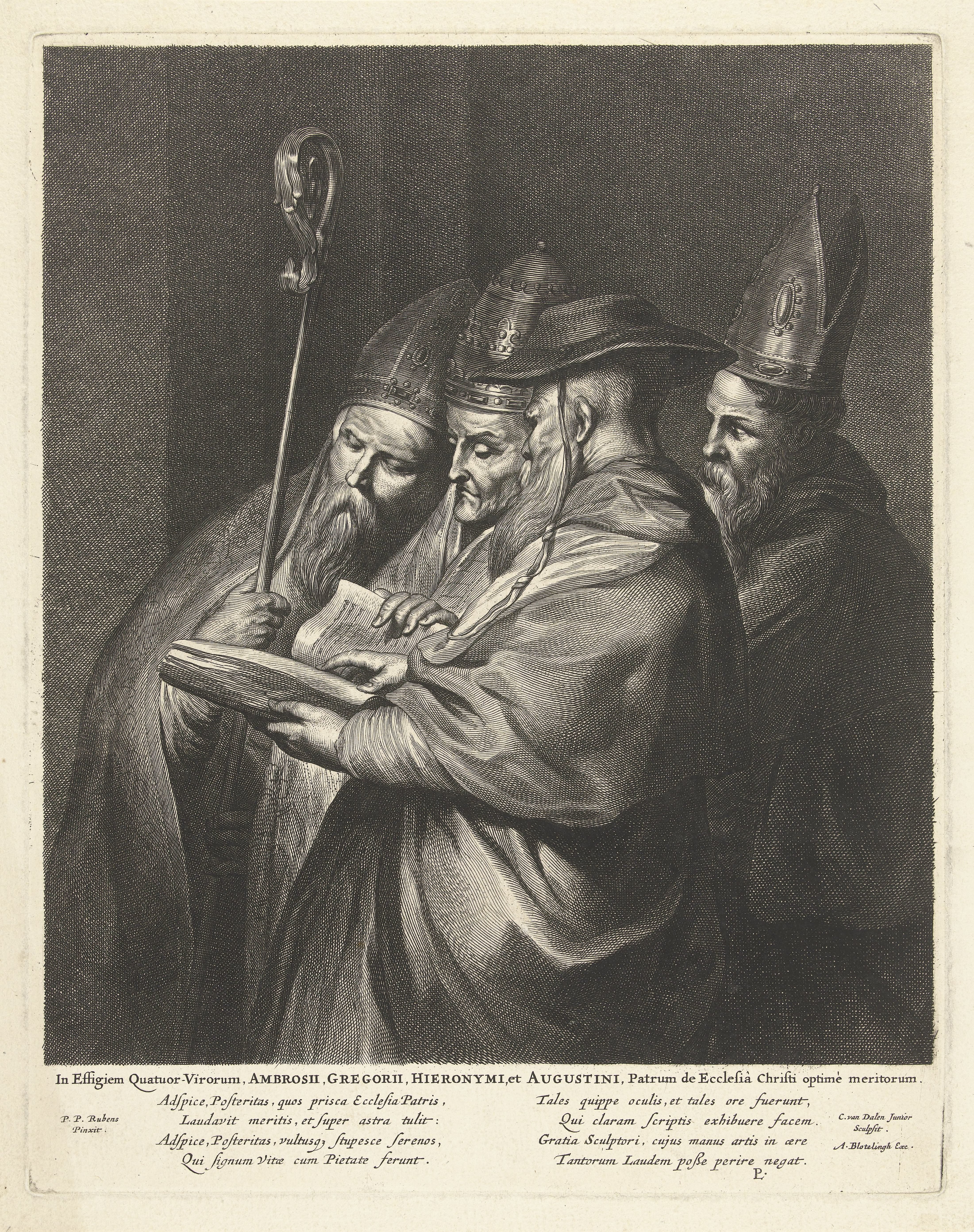 Vier kerkvaders: heiligen Ambrosius, Gregorius, Hiëronymus en Augustinus
