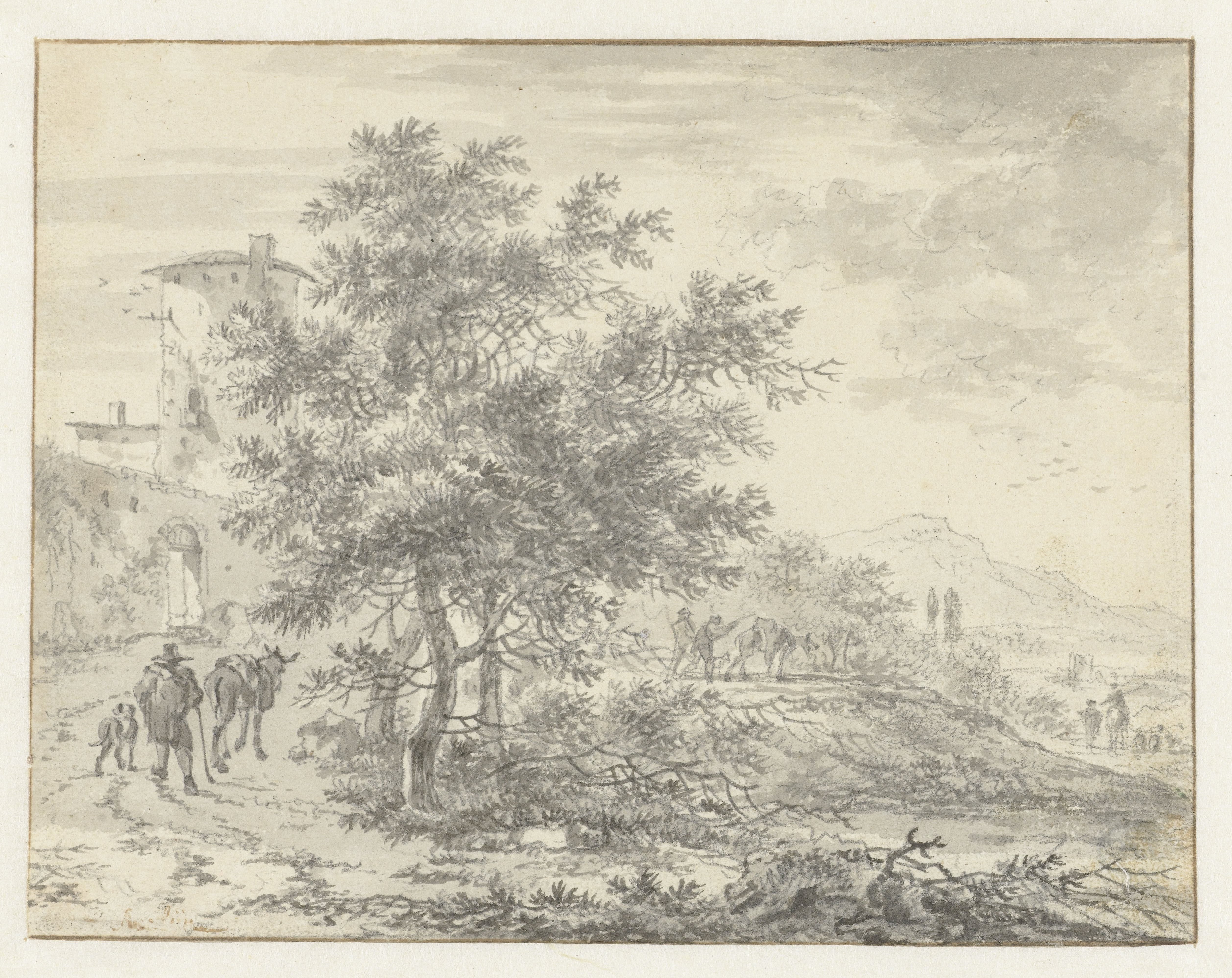 Italianate Landscape with a Round Tower on a City Wall
