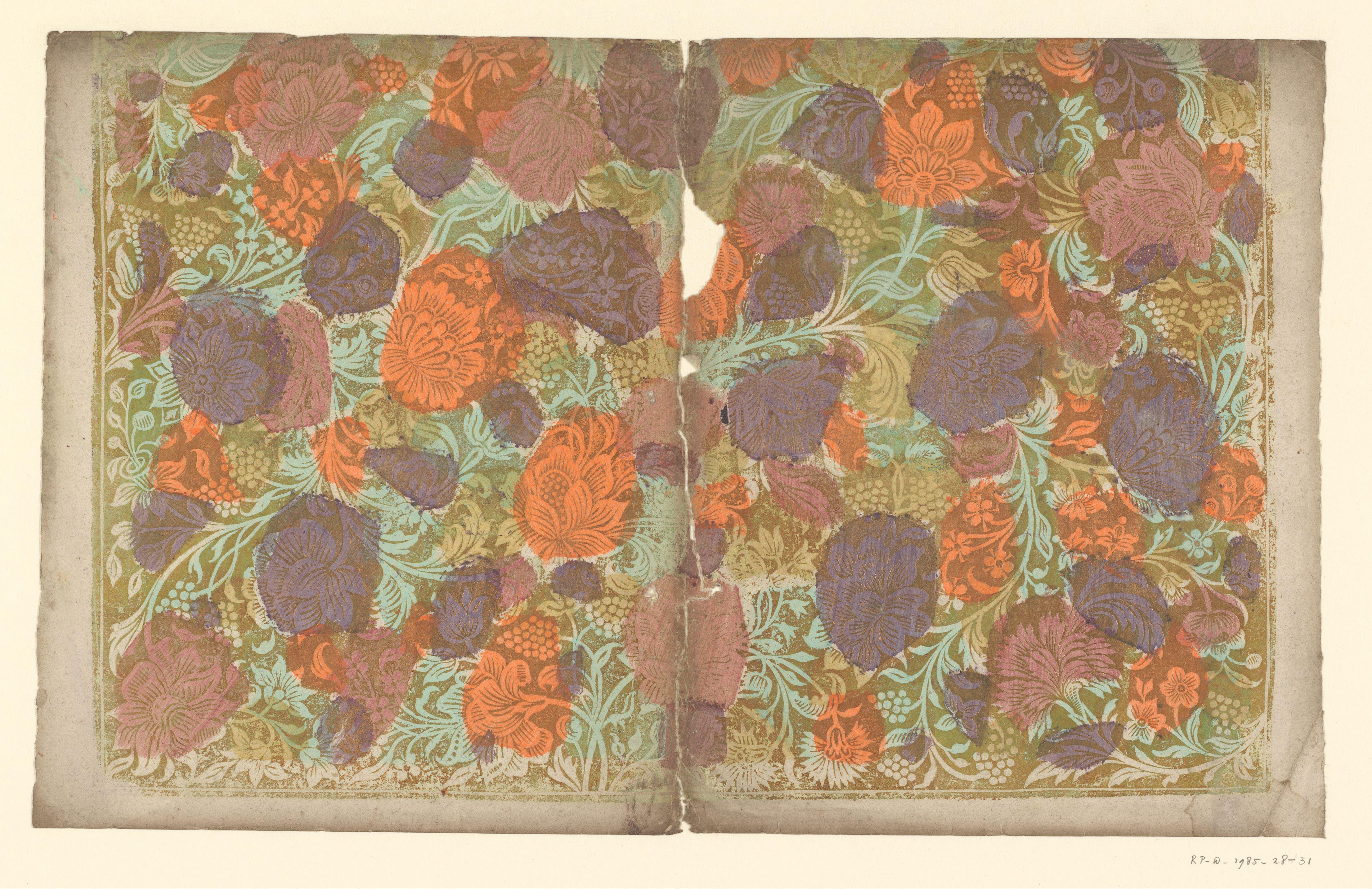 Blad met bloemen en vruchten