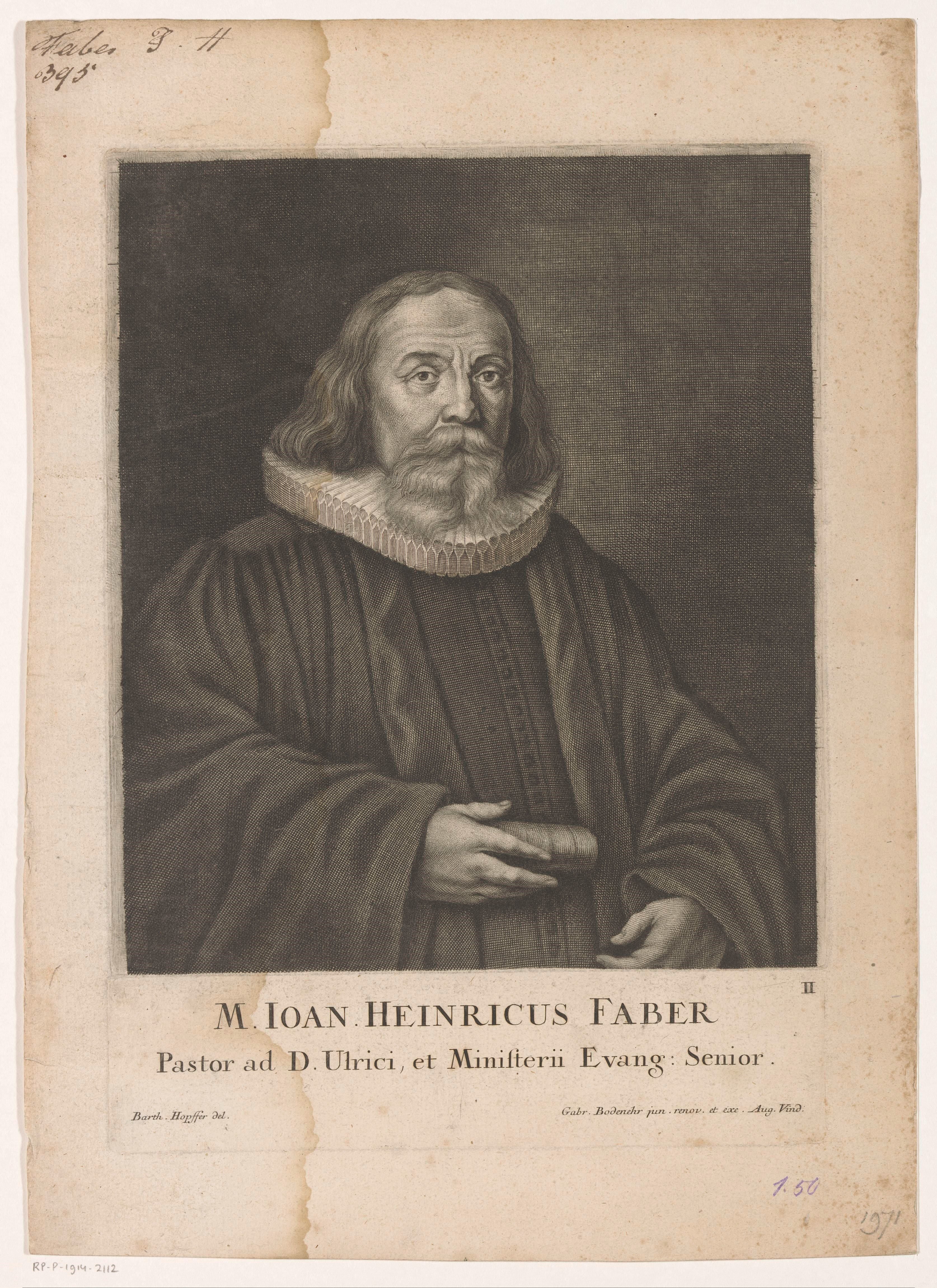 Portret van Johann Heinrich Faber