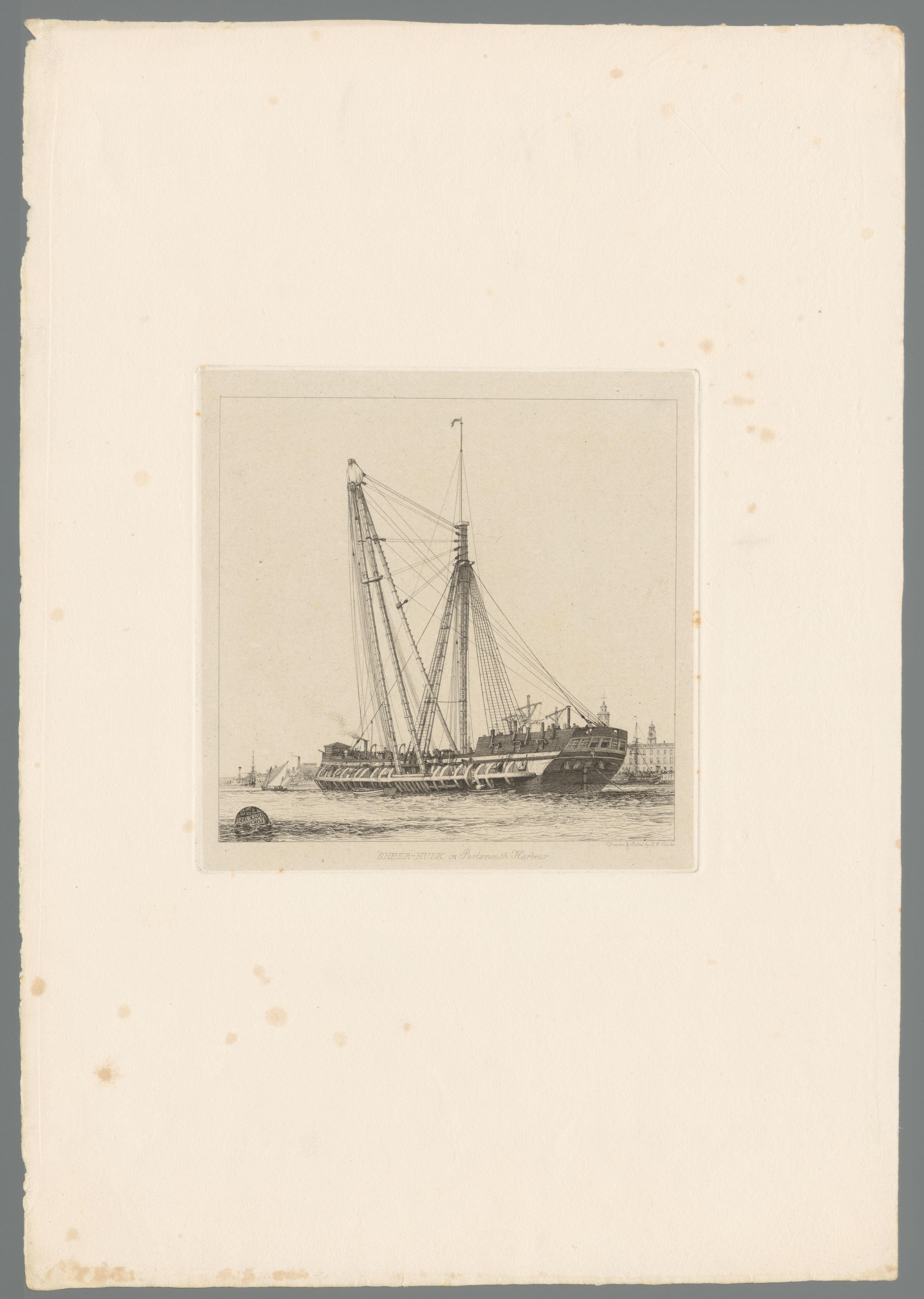 Kraanschip in de haven van Portsmouth