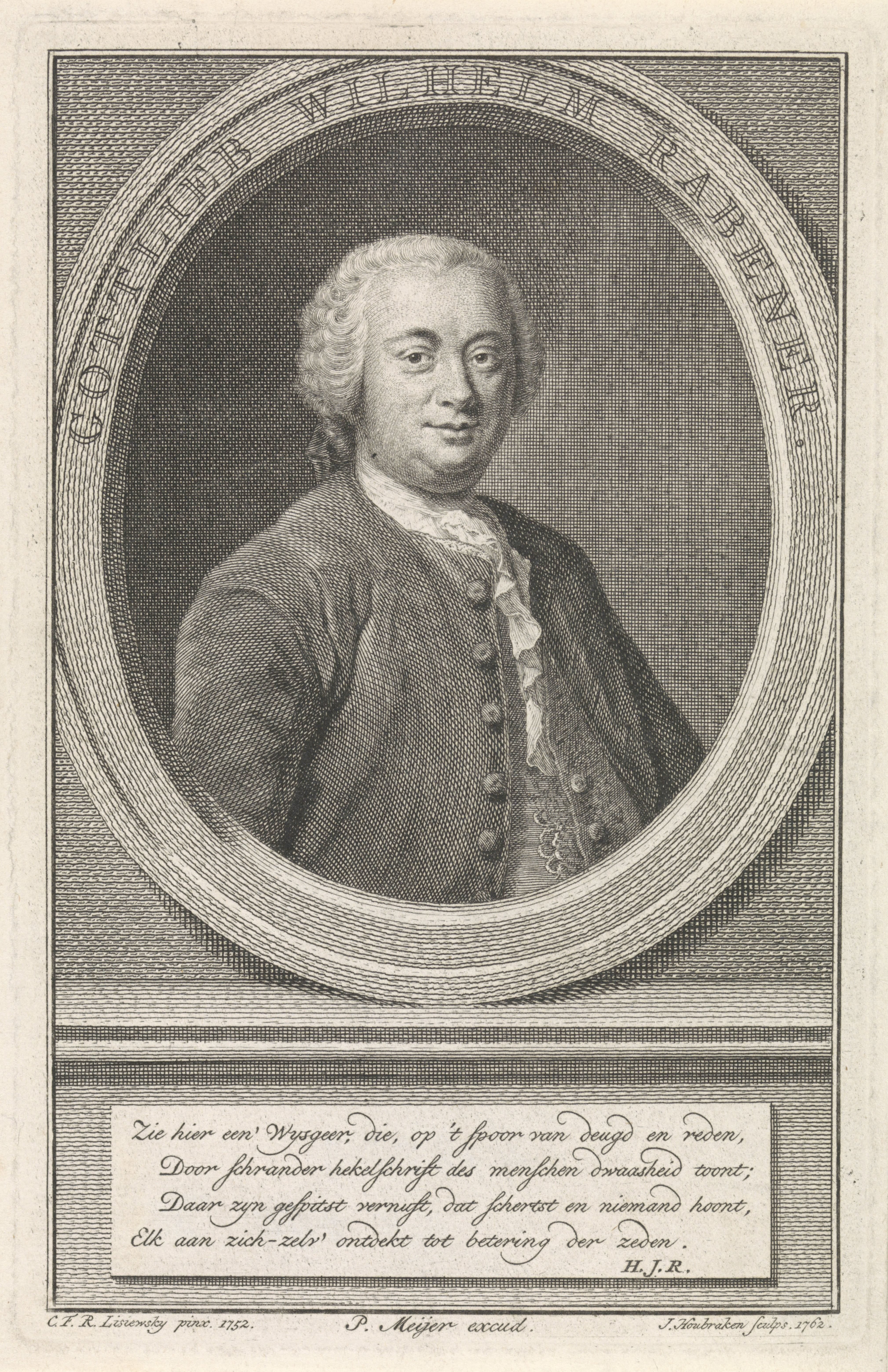 Portret van Gottlieb Wilhelm Rabener
