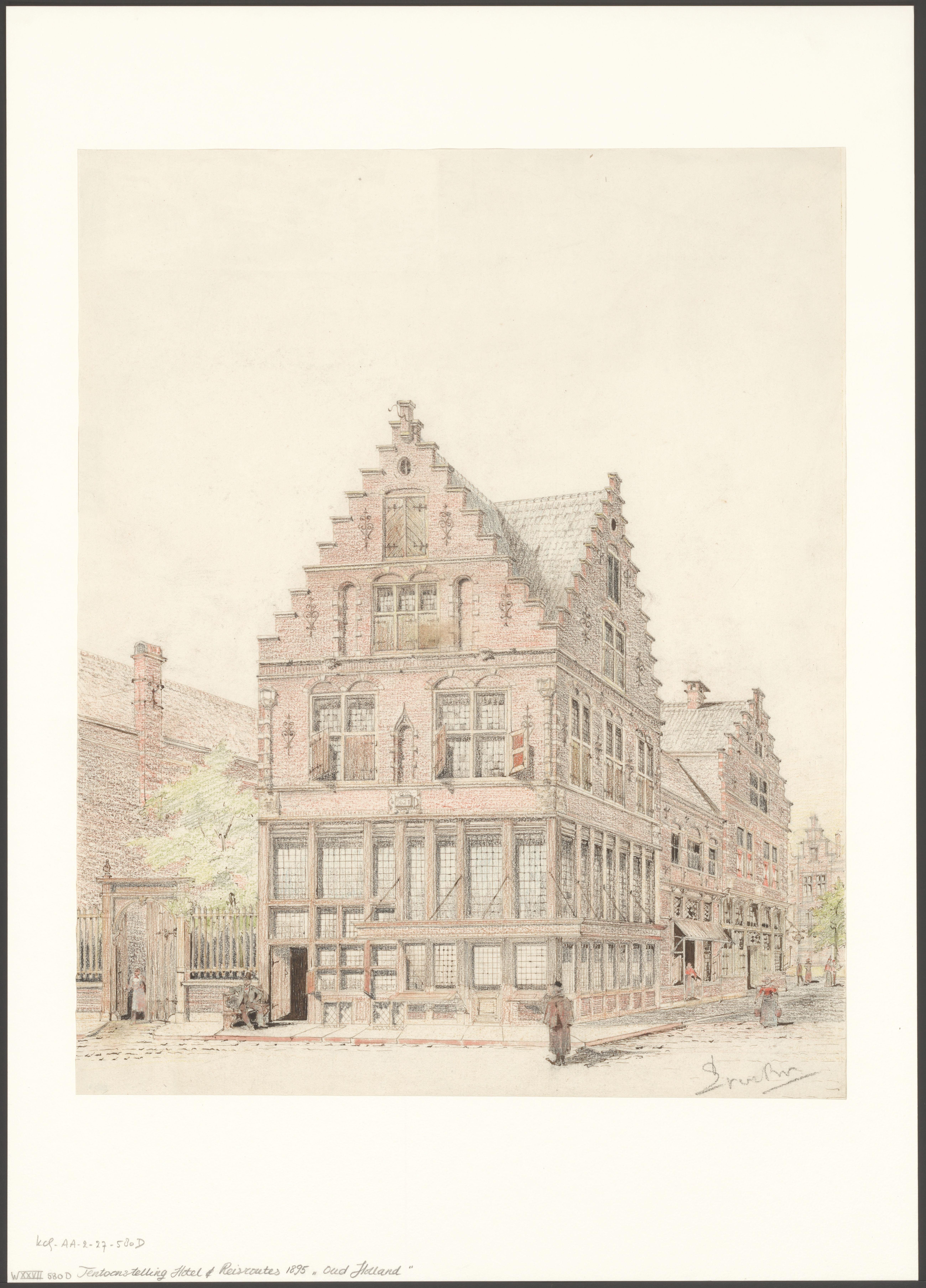 Onuitgevoerd ontwerp voor Oud Holland, onderdeel van de Wereldtentoonstelling voor het Hotel- en Reiswezen 1895