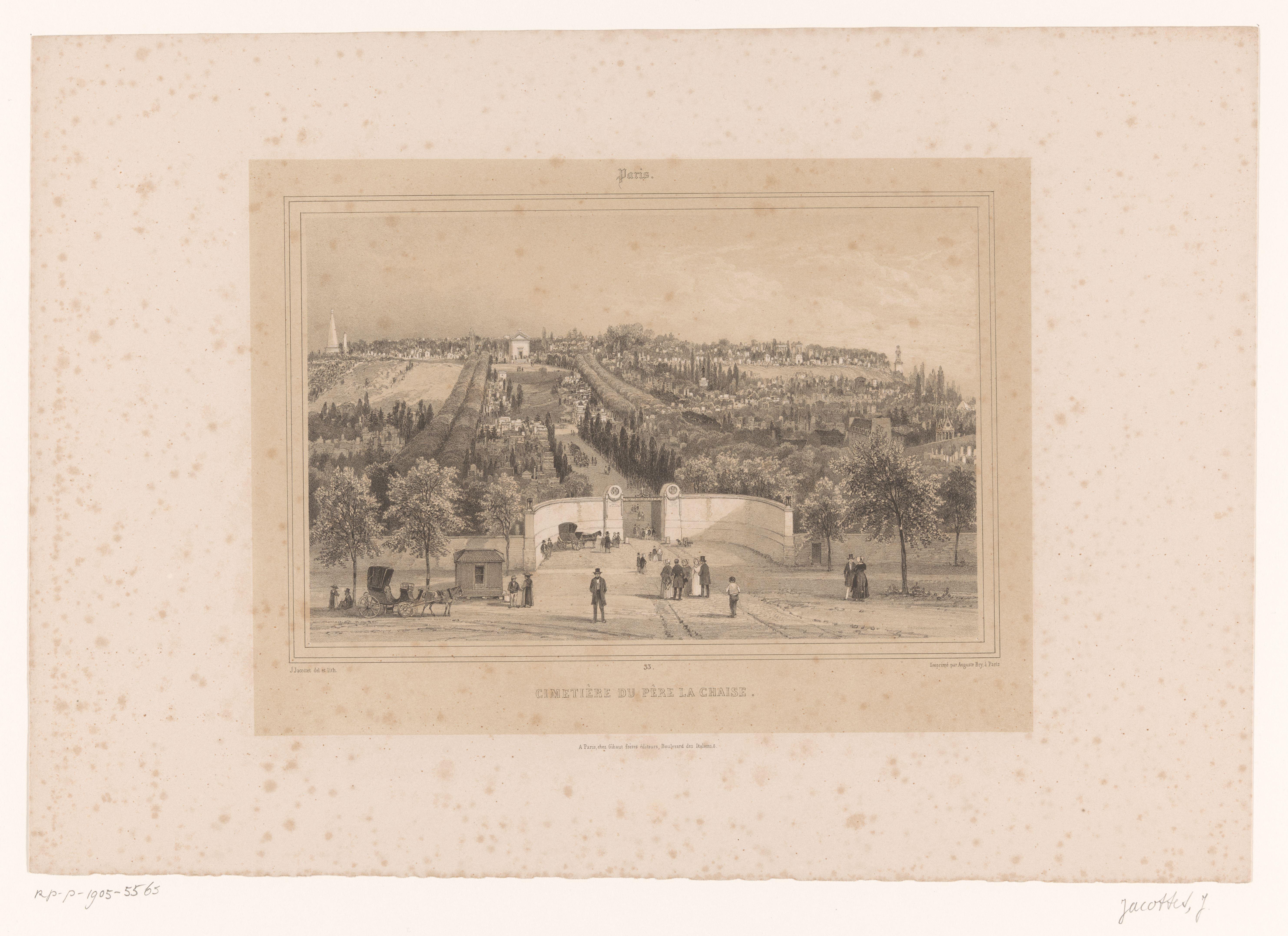 Zicht op de begraafplaats van Père-Lachaise in Parijs