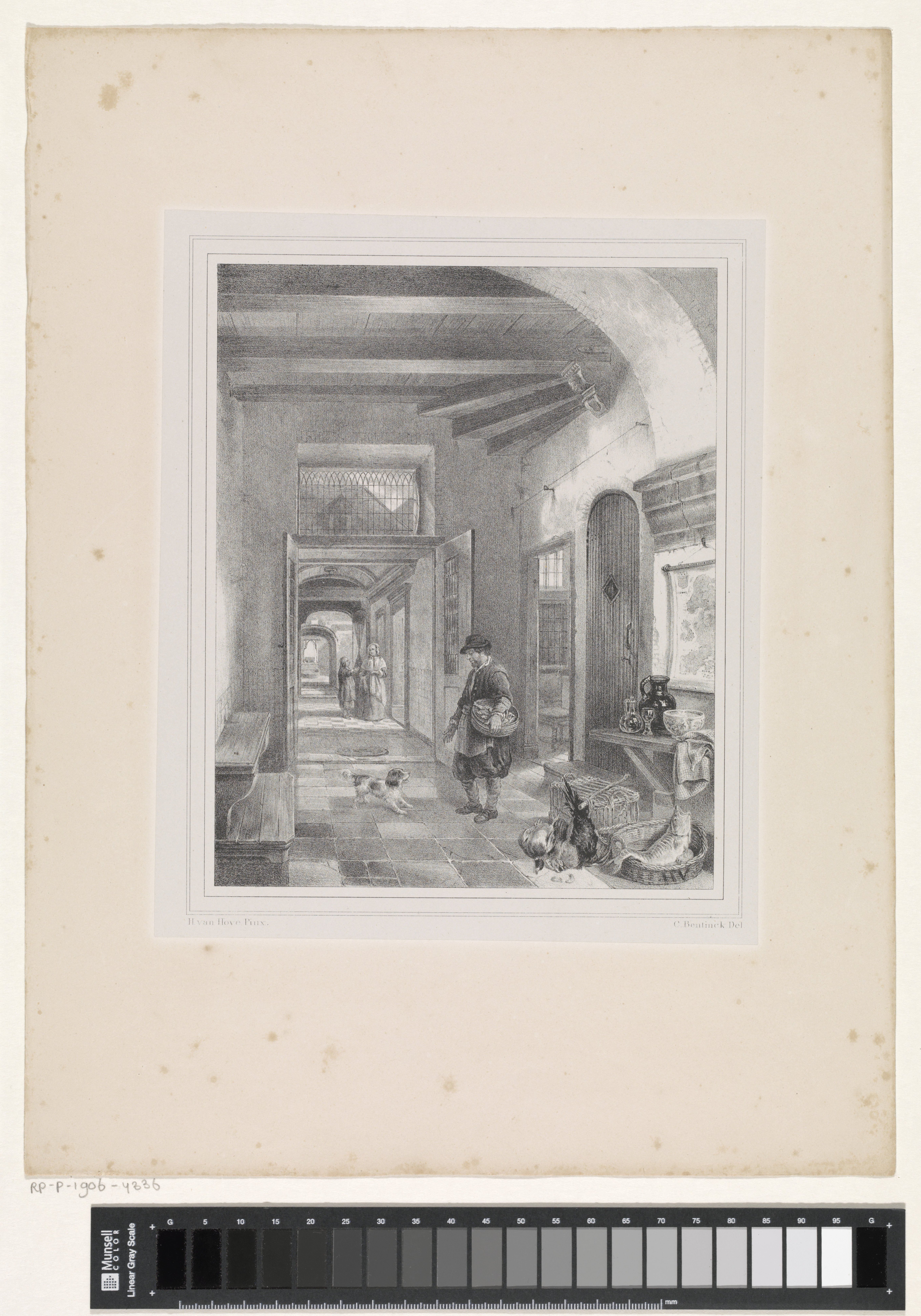 Hollands interieur met figuren en etenswaren