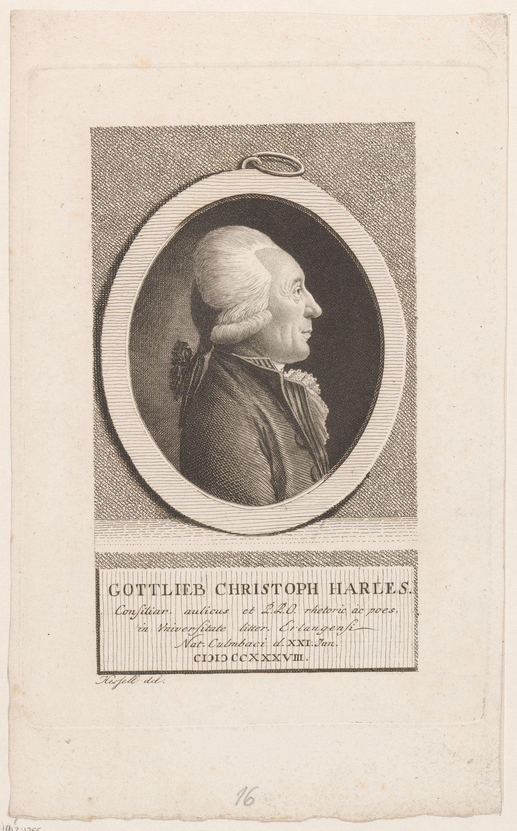 Portret van Gottlieb Christoph Harless