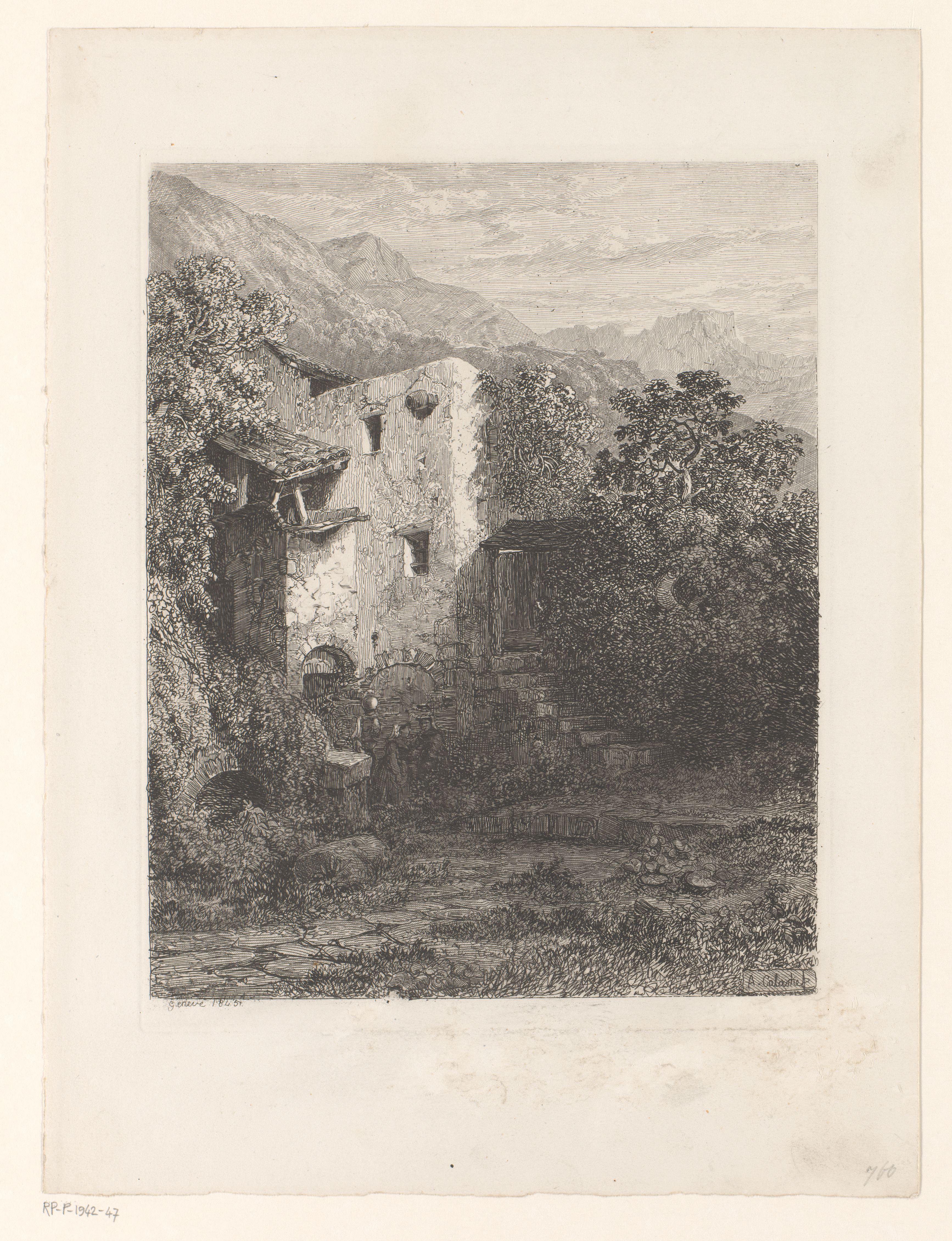 Berglandschap met een huis in een dal
