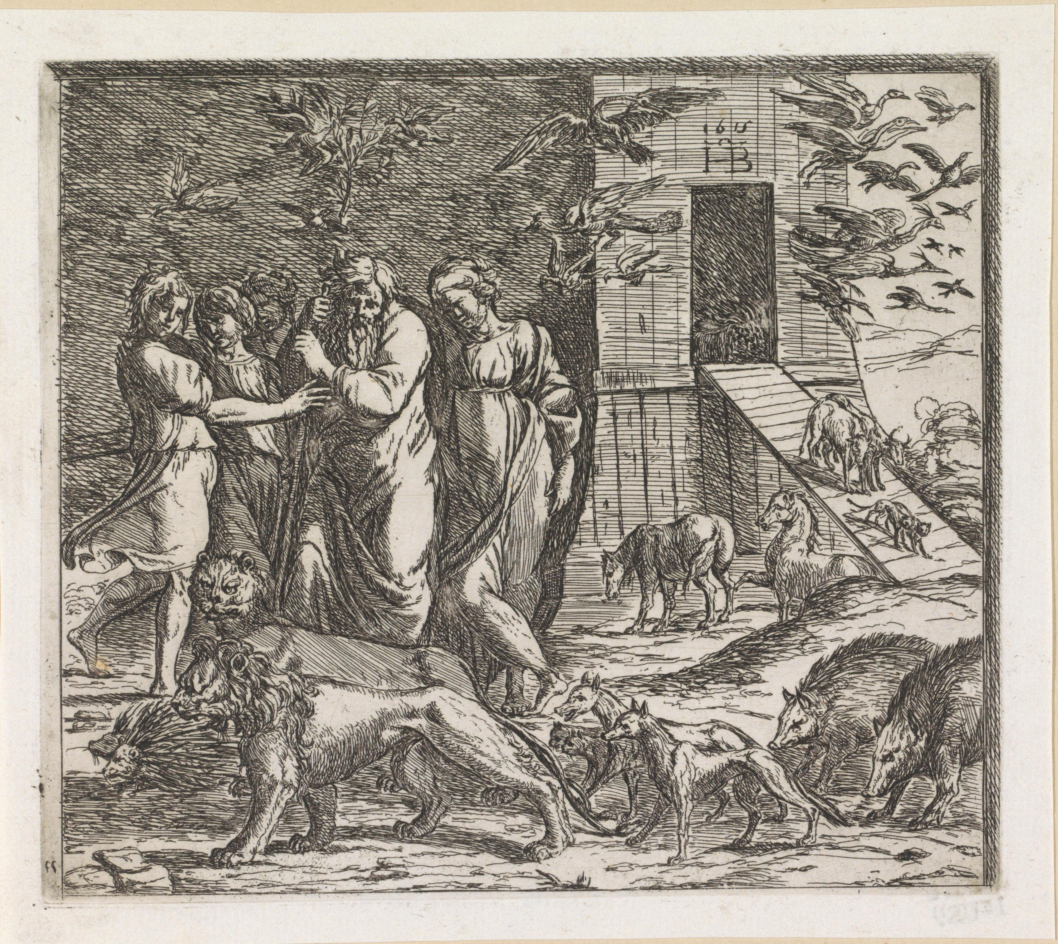 Noach verlaat de ark na de zondvloed