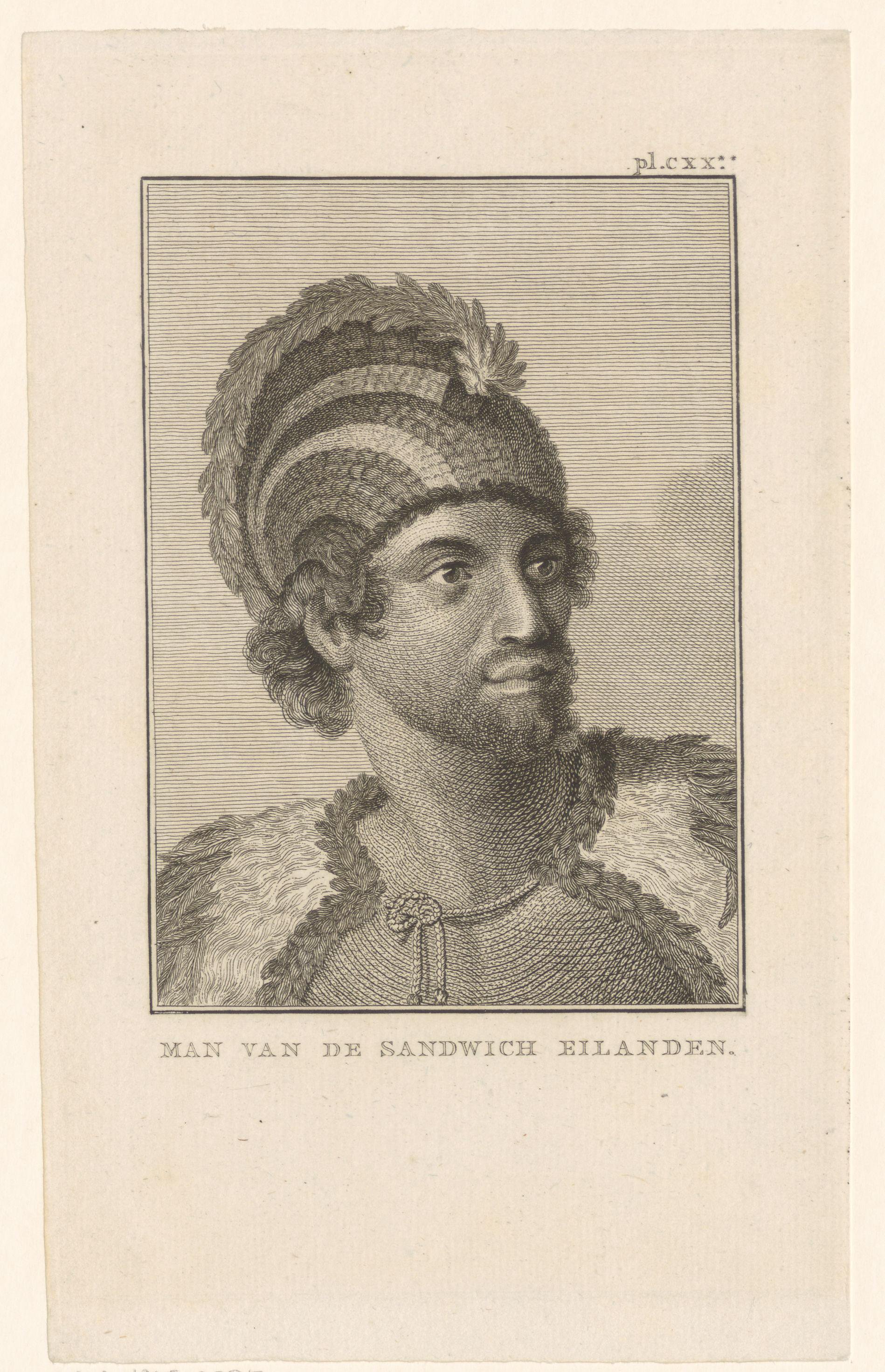 Portret van een onbekende man afkomstig van de Sandwicheilanden