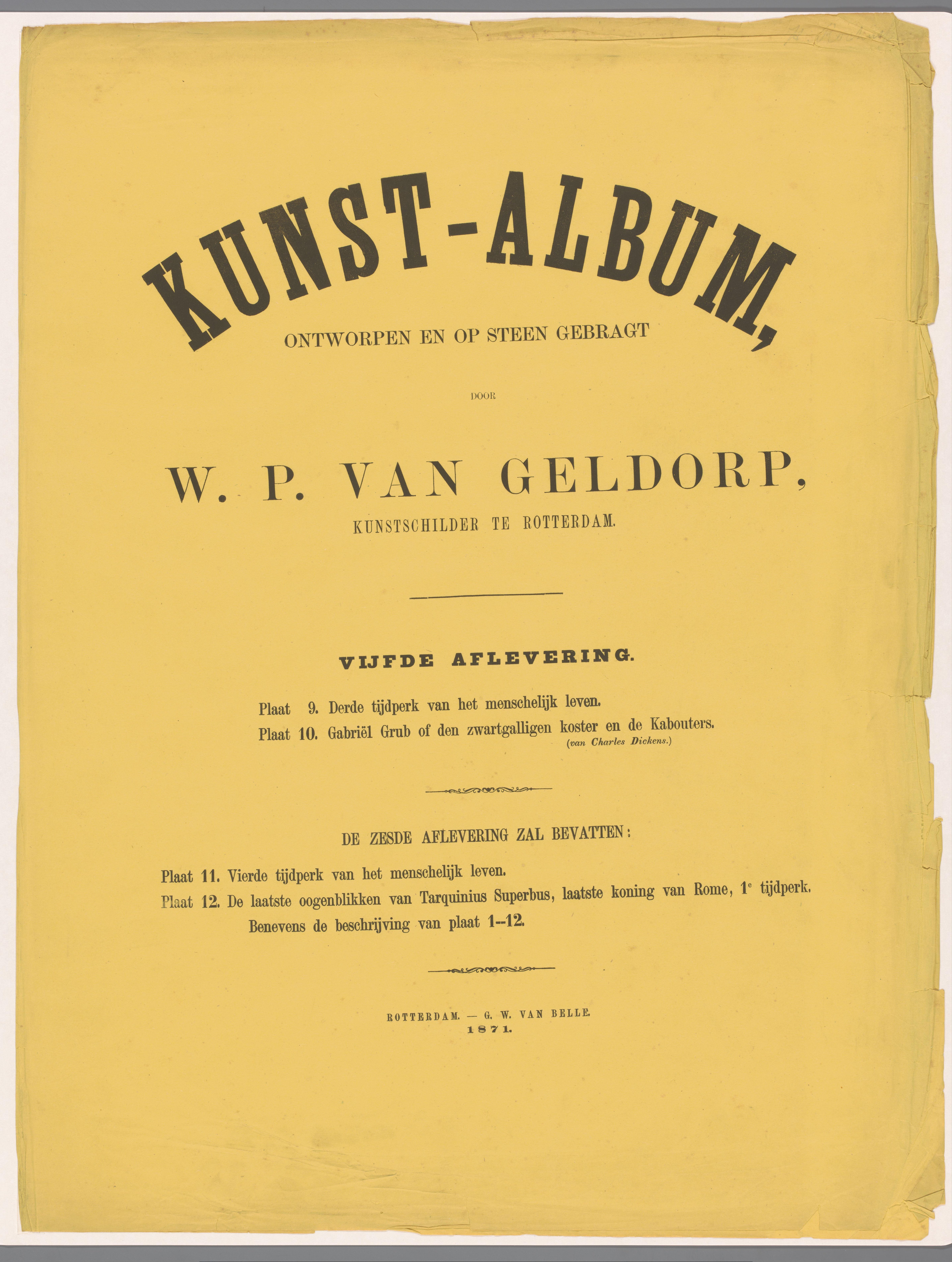 Omslag voor Kunst-Album door W. P. van Geldorp vijfde aflevering 1871