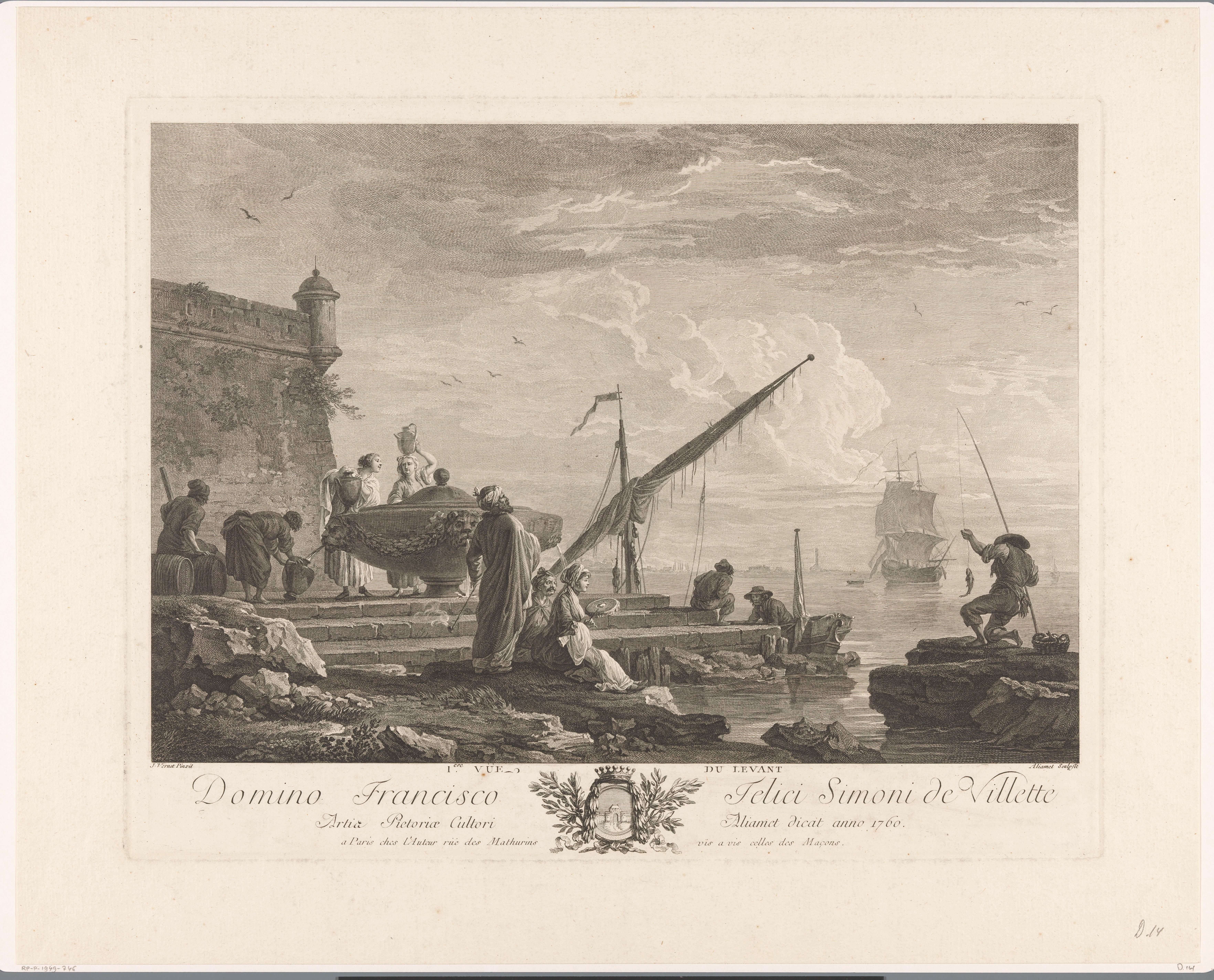 Figuren aan een rivieroever in de Levant