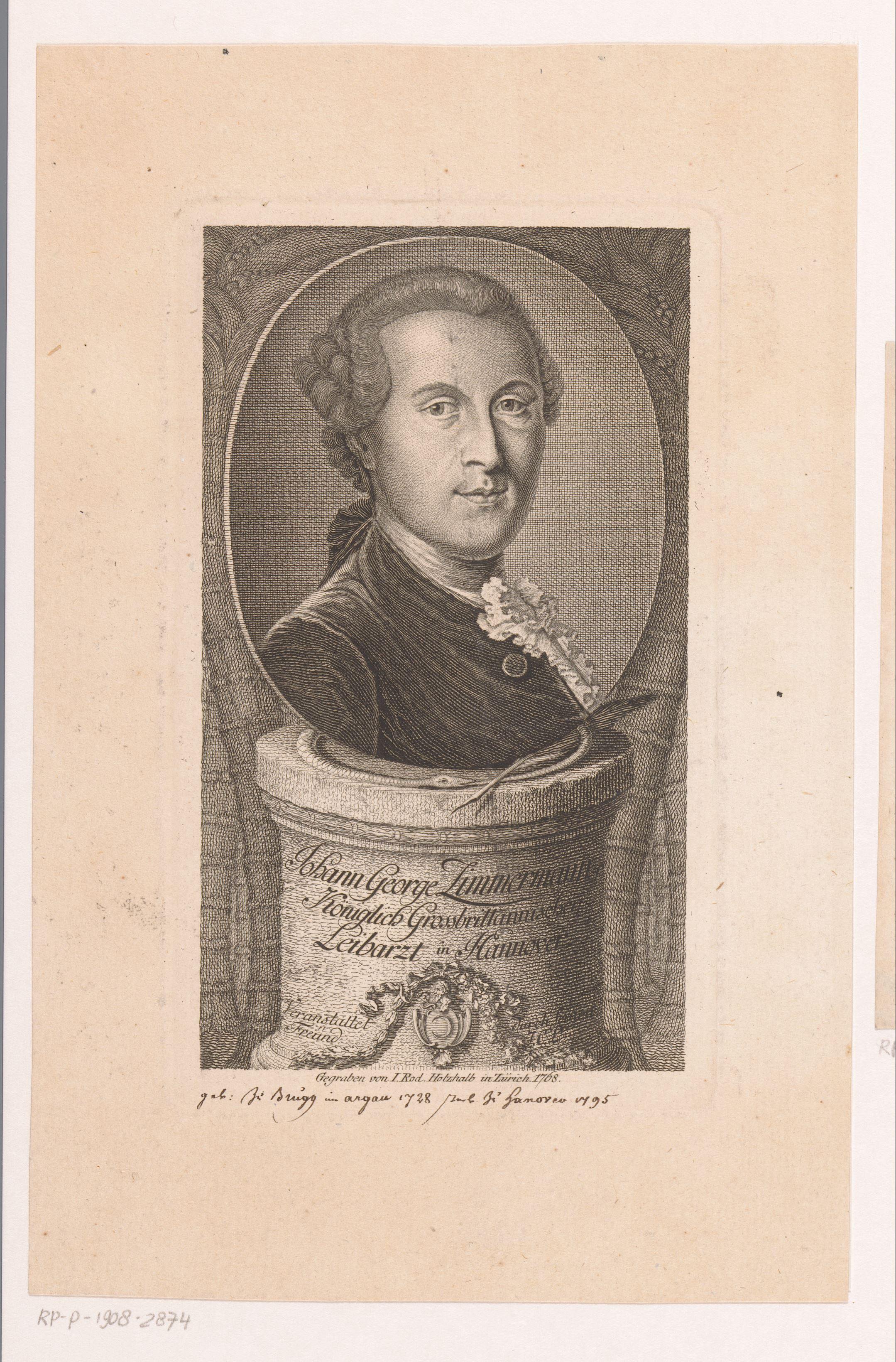 Portret van Johann Georg Zimmermann