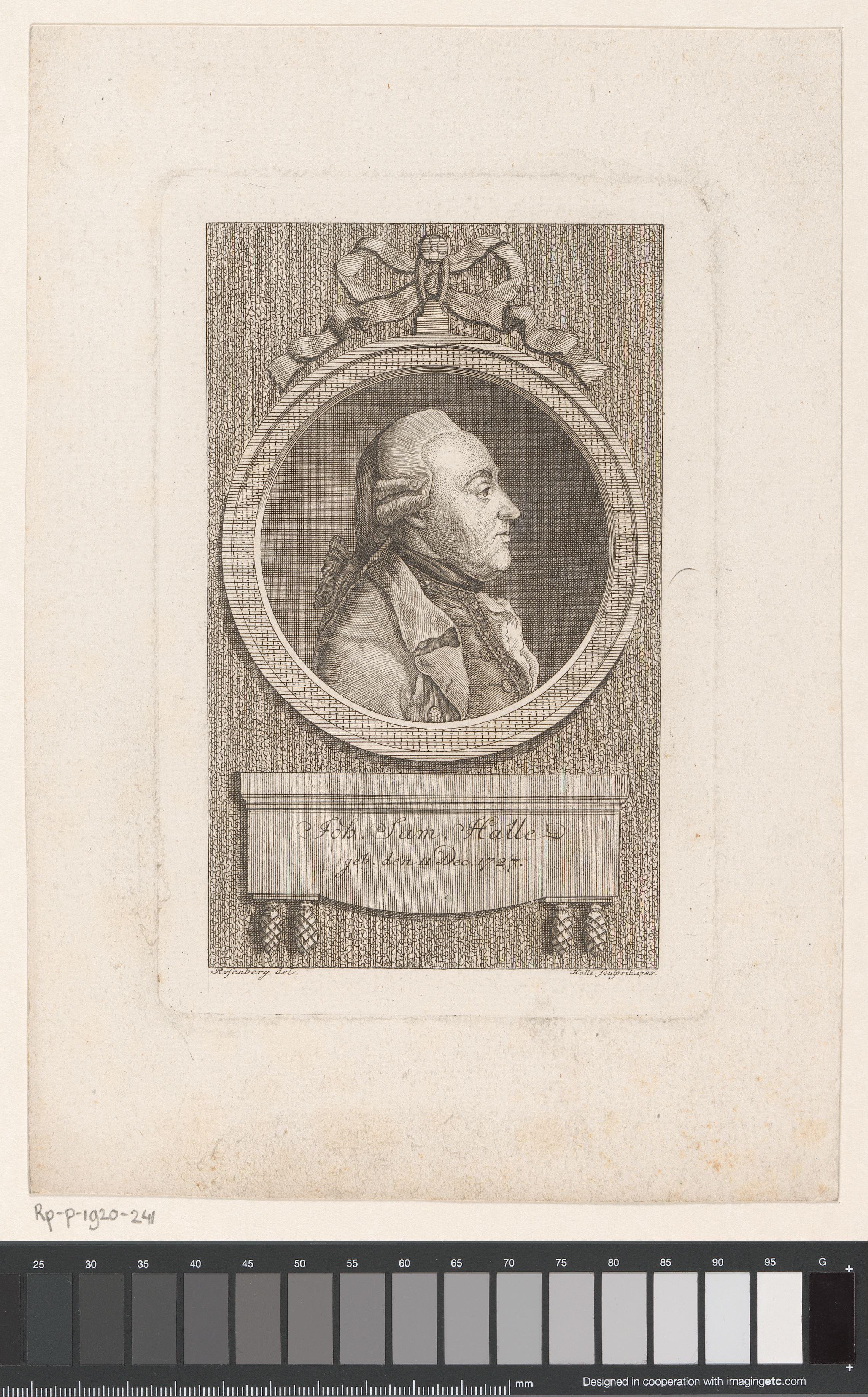 Portret van Johann Samuel Halle