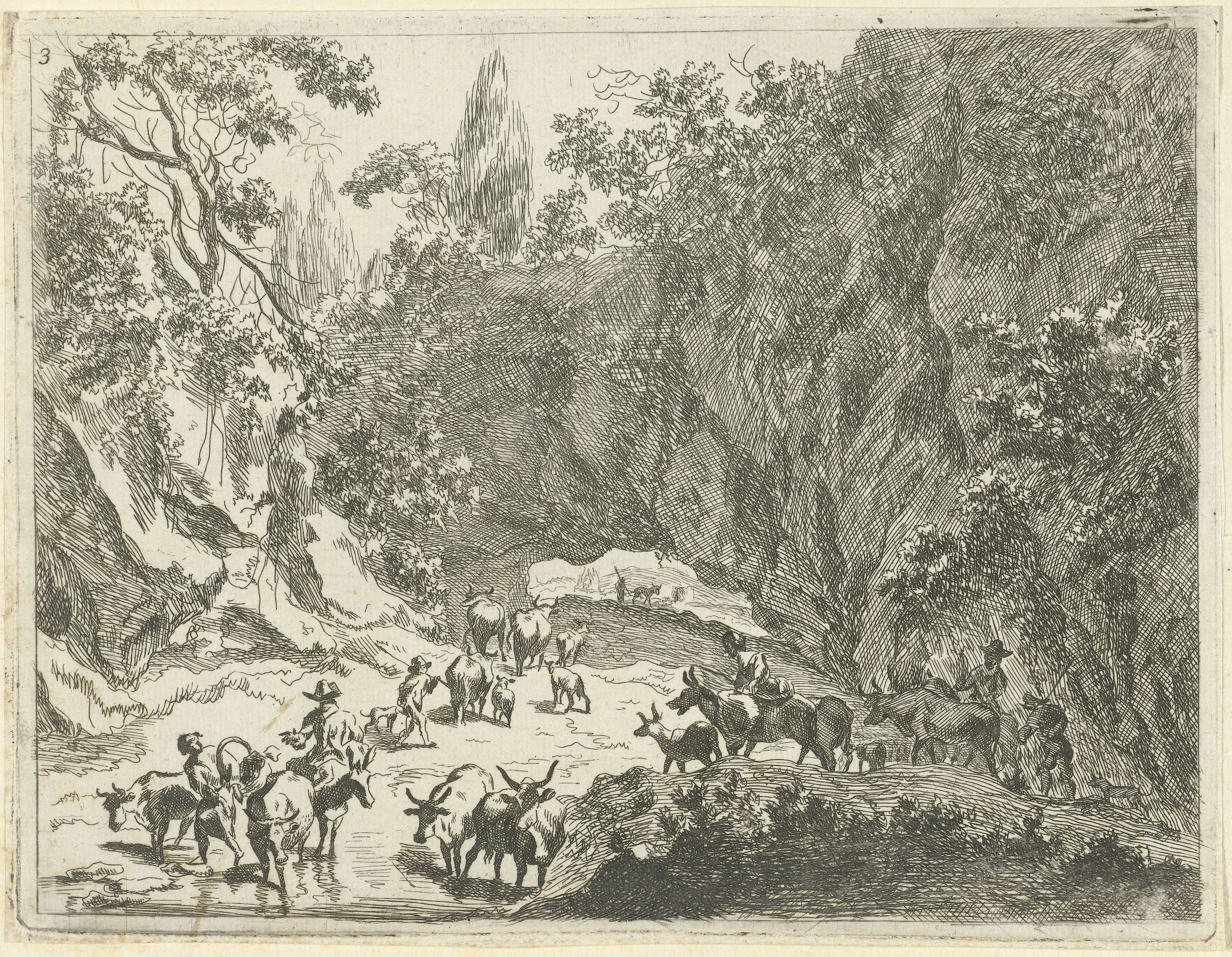 Berglandschap met herders en vee