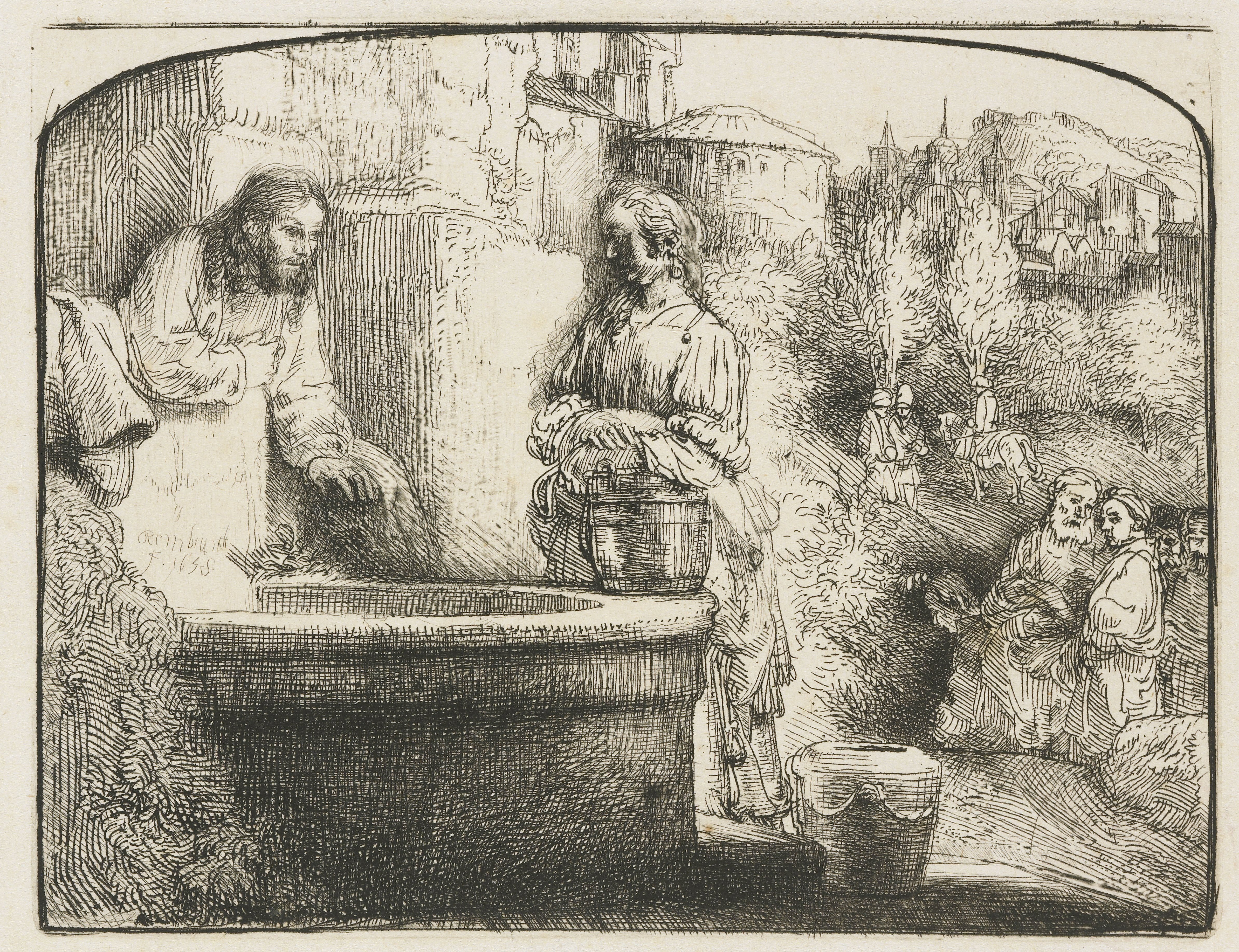 Christ and the woman of Samaria: an arched print